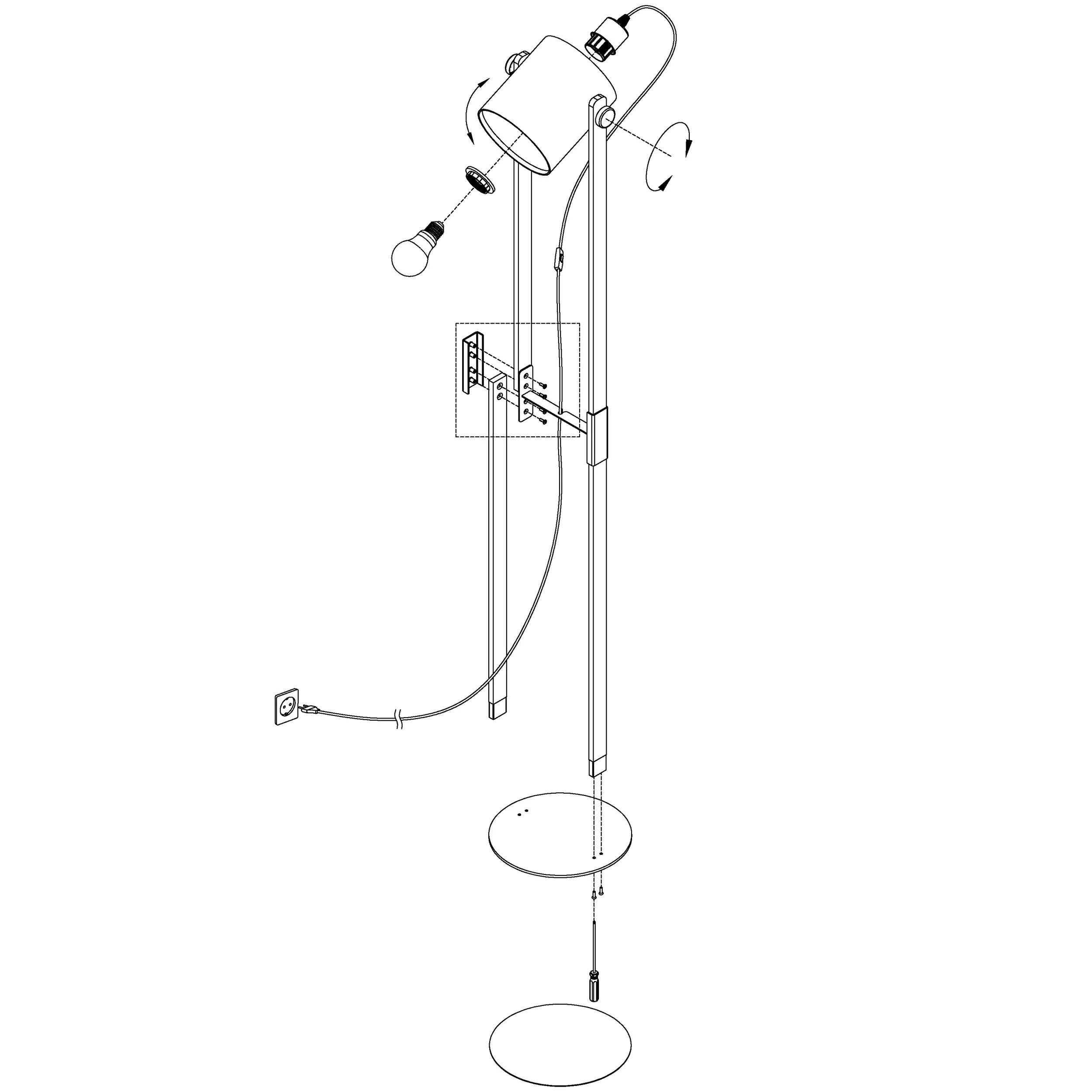 Eglo Stehleuchte Hornwood 1 schwarz-weiß 139,5 x 23 cm E27