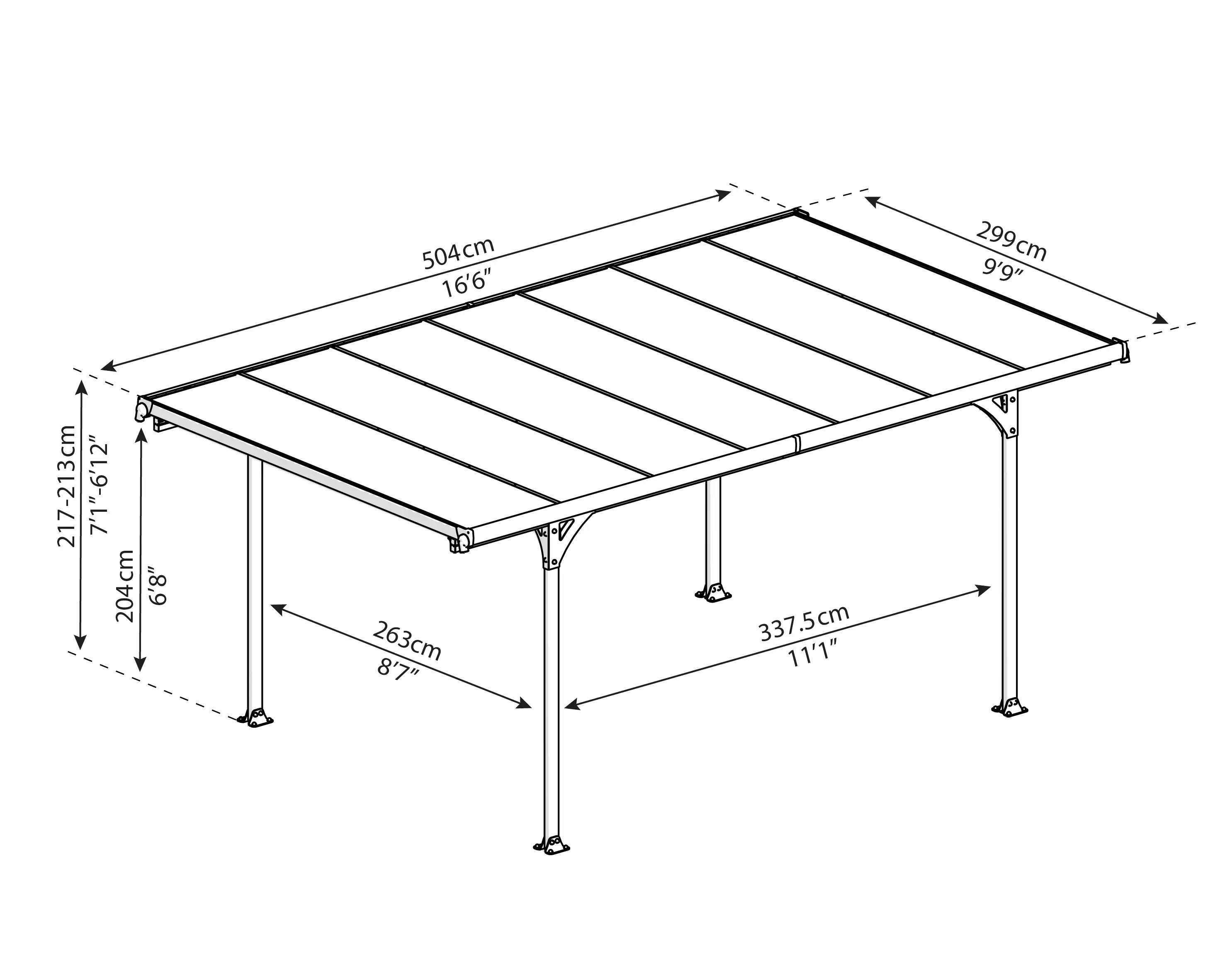 Canopia Carport Verona 5000 Grau Alu 504 x 299 cm