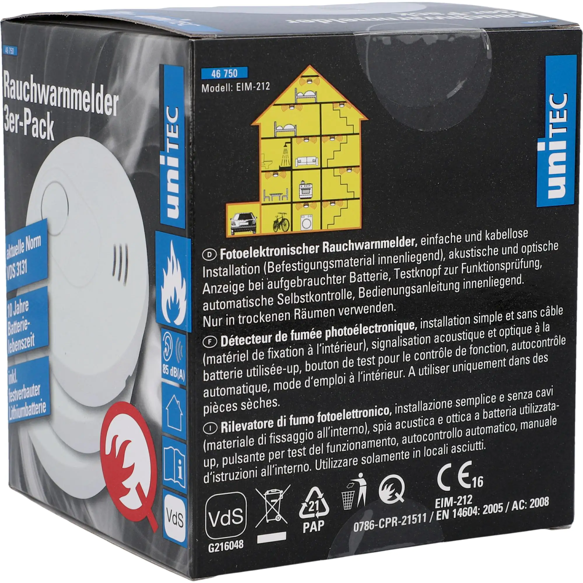 Rauchwarnmelder 3er Pack bis zu 10 Jahre Batterielaufzeit, VDS-geprüft Rauchwarnmelder 3er Pack bis zu 10 Jahre Batterielaufzeit, VDS-geprüft