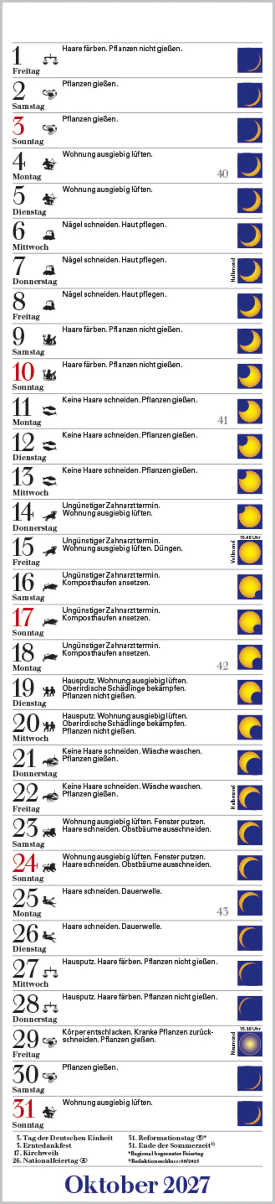 Korsch Kalender Langplaner Mond 2027