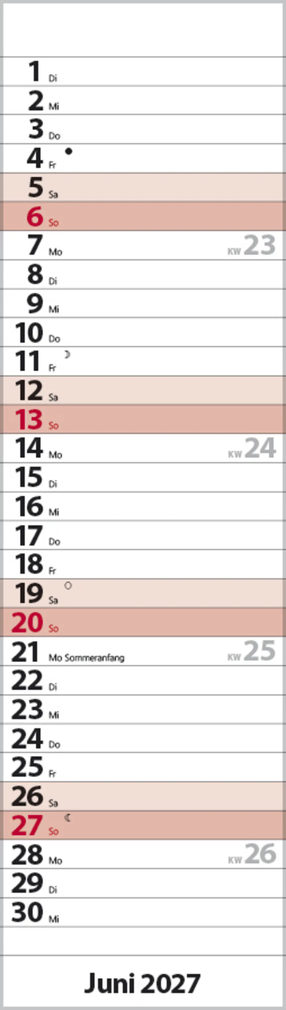 Korsch Kalender Streifenplaner Mini 2027 rot