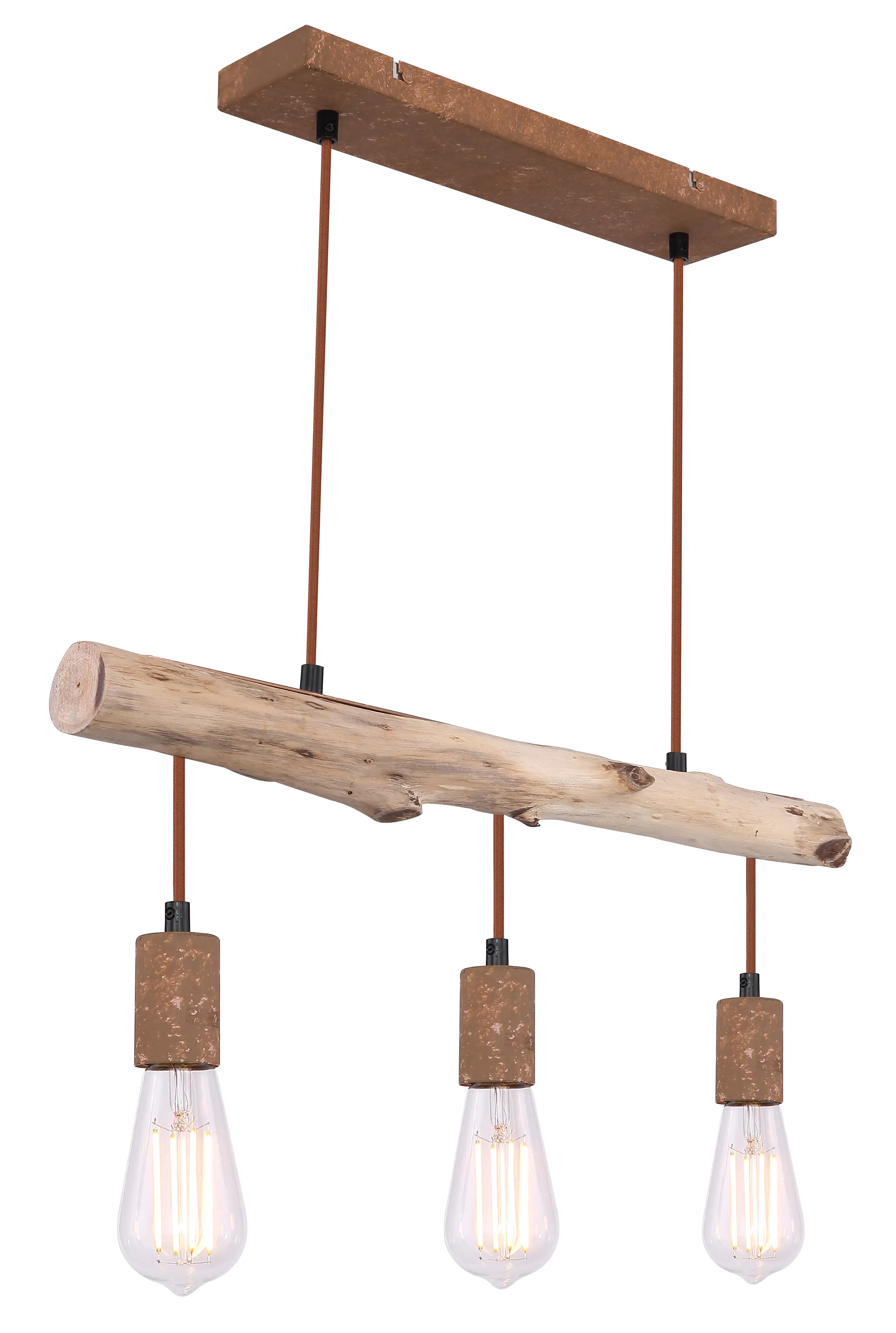 9007371392636_1 Globo 3er Hängeleuchte Jakob rost-holz 60 x 8,5 cm E27, max. 40 W