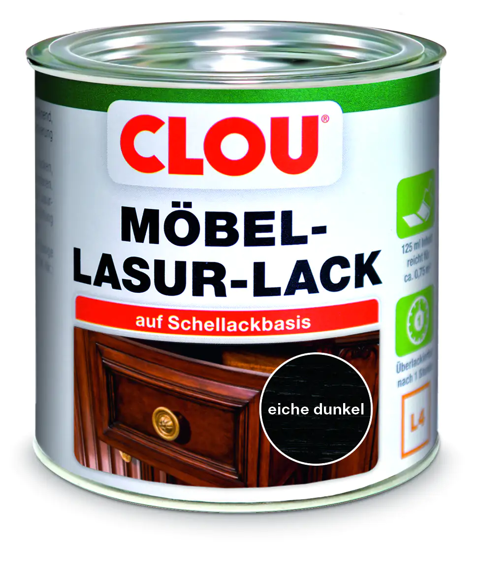 Clou Möbel Lack L4 125 ml eiche dunkel Clou Möbel Lack L4 125 ml eiche dunkel