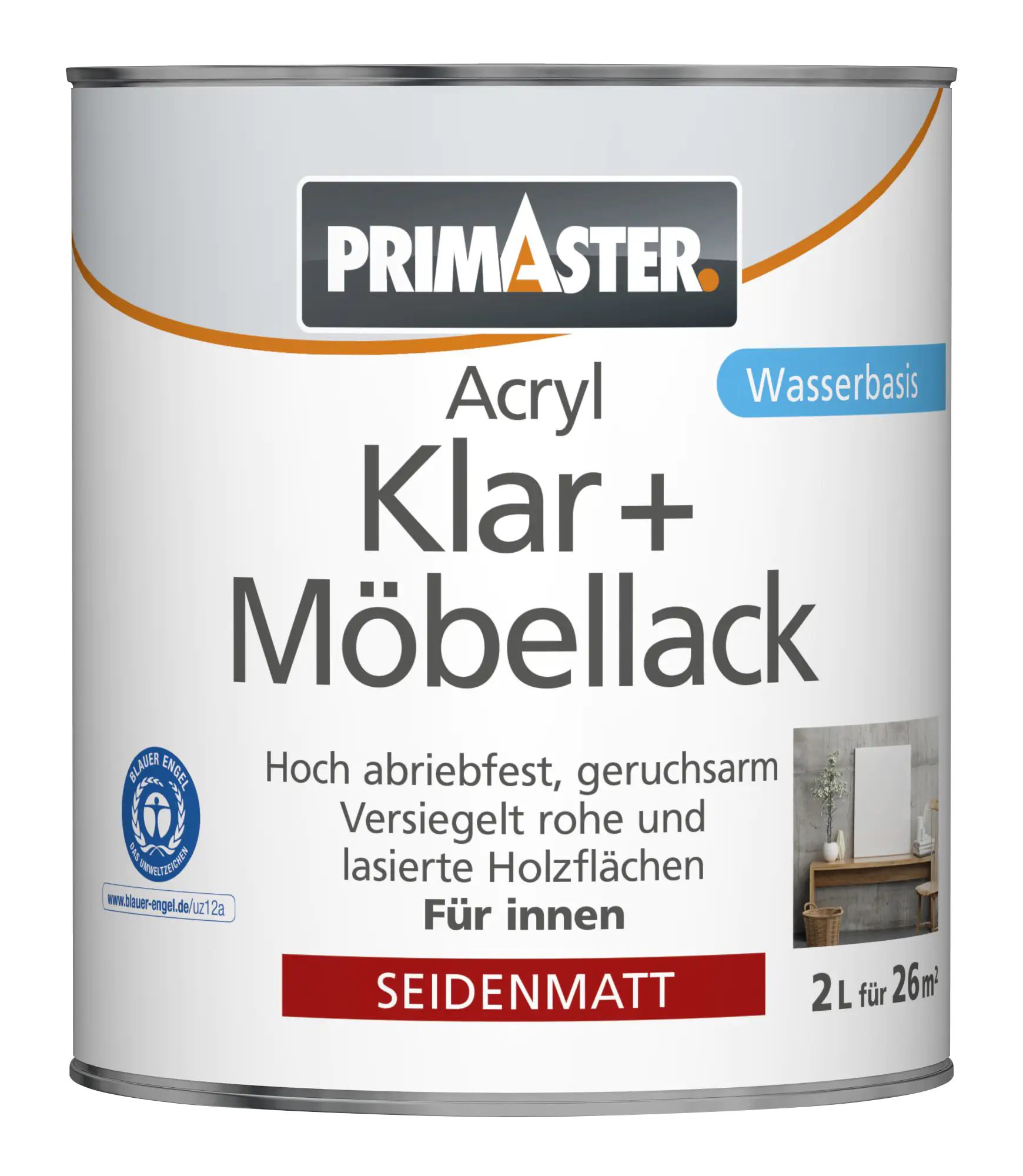 Primaster Klar und Möbellack 2 L farblos seidenmatt