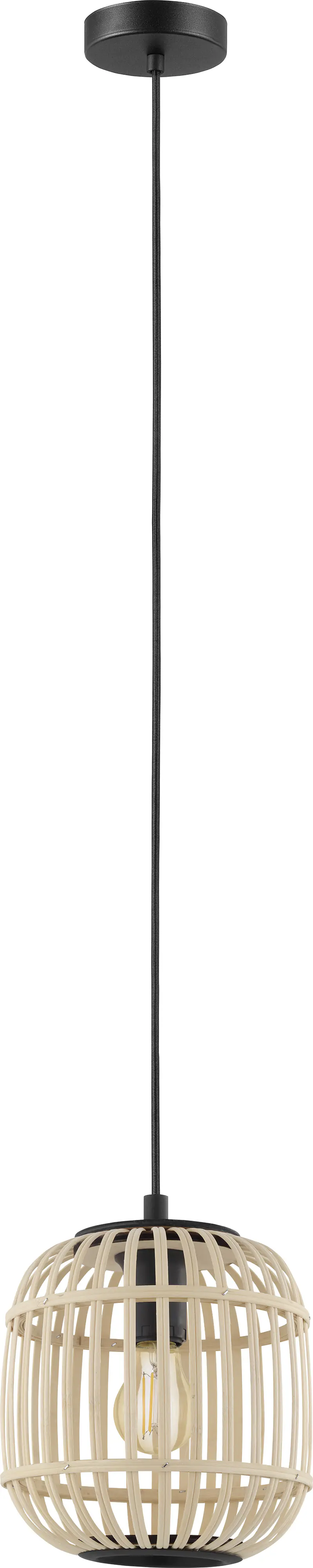 Eglo Pendelleuchte Bordesley schwarz-natur Ø 21 cm E27, max. 60 W