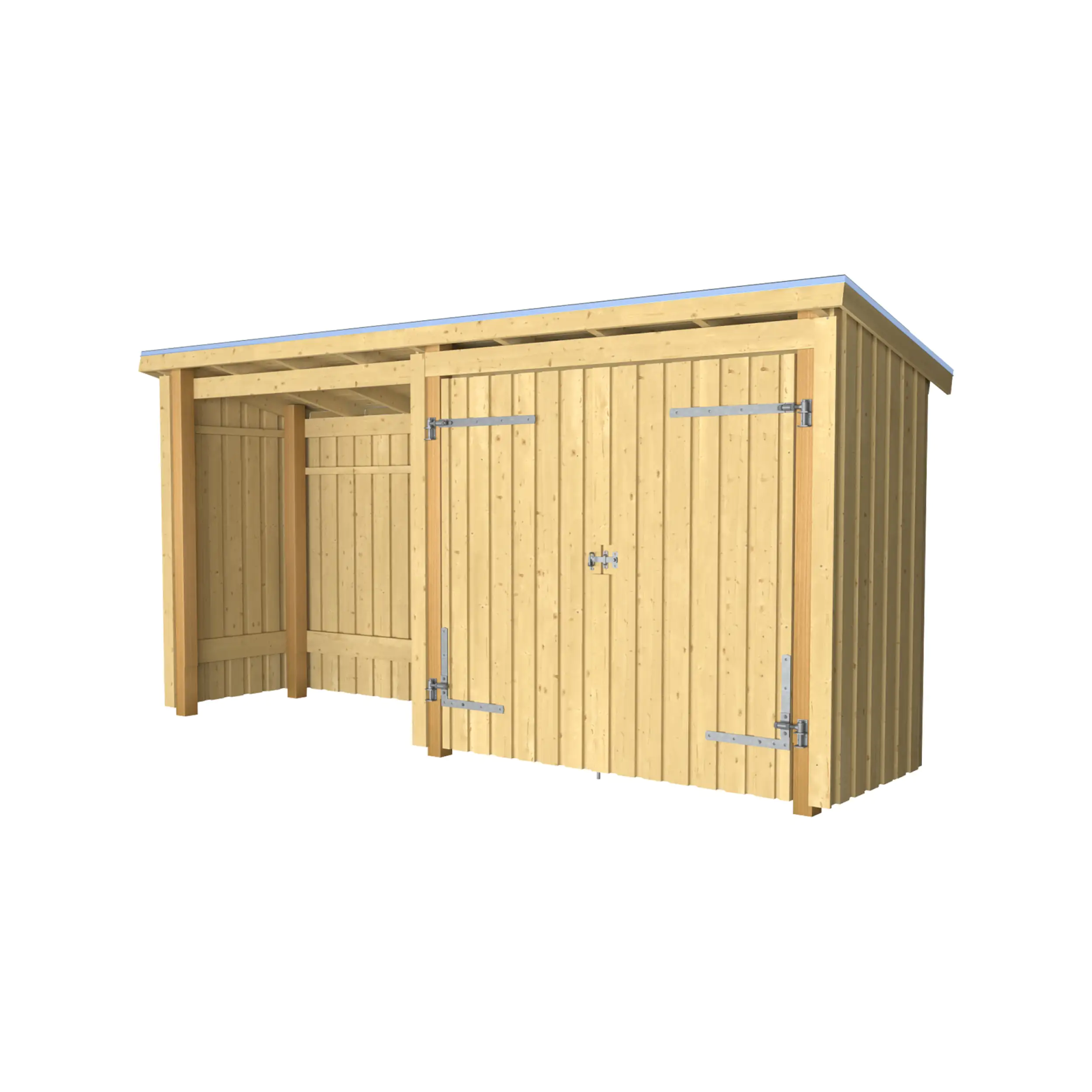 Plus Gartenhaus Nordic Multi 416 x 99 cm natur mit Doppeltür, Dachpappe