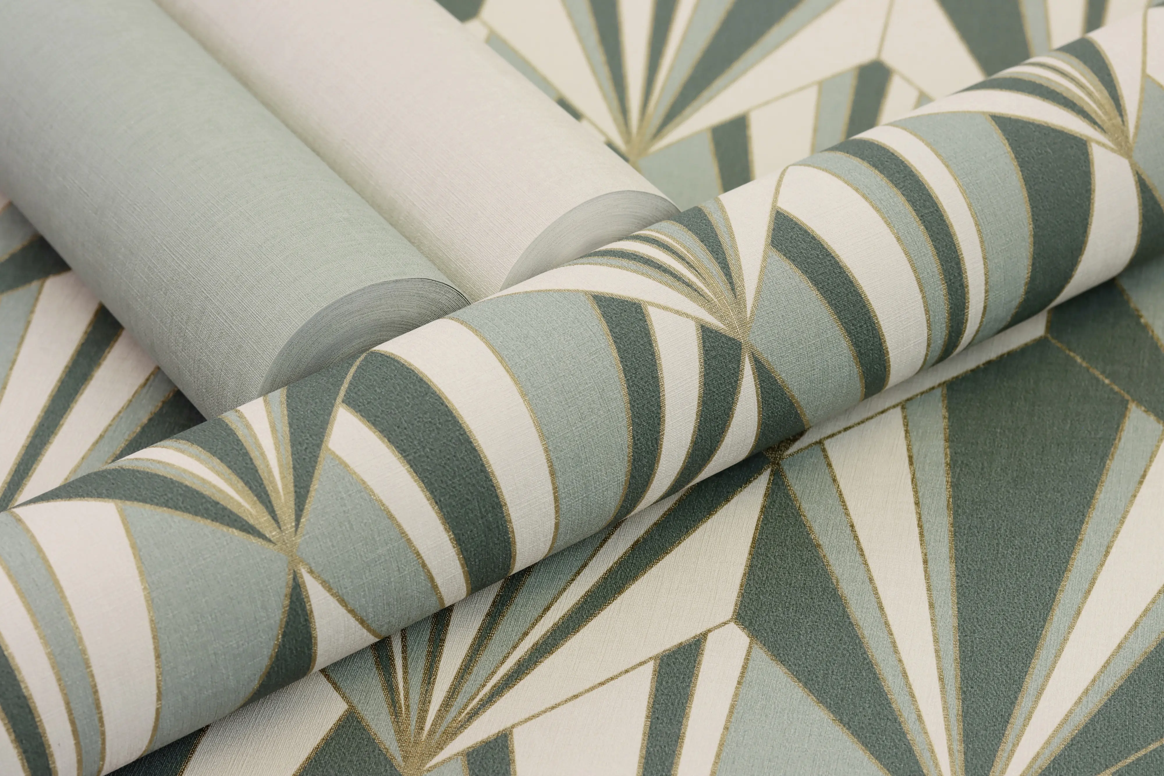 Rasch Vliestapete 690743 Selection, Textilstruktur grün, 10,05 x 0,53 m