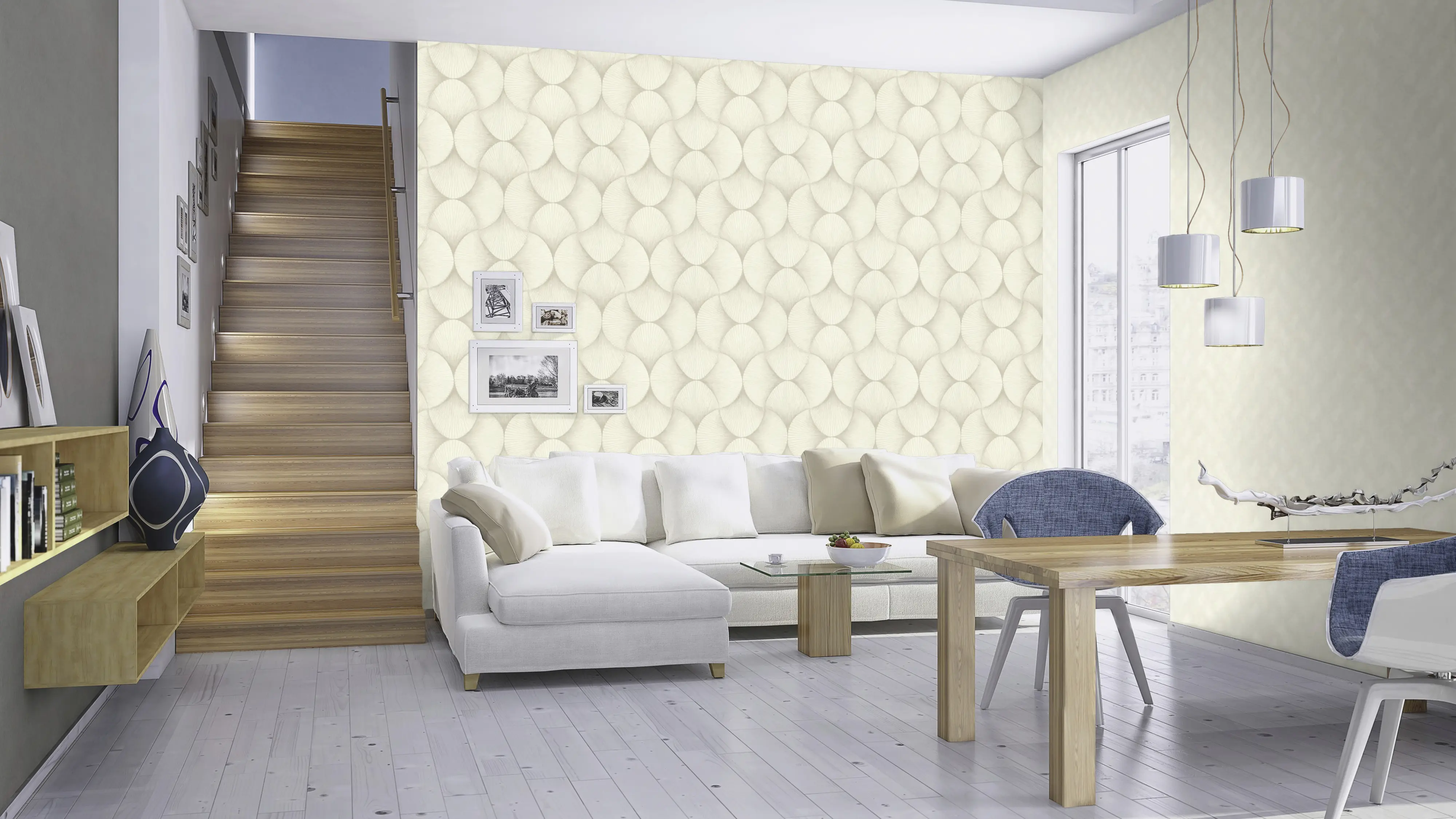 Rasch Vliestapete Muster Grafik Sky Lounge perlmutt weiß 10,05 x 0,53 m