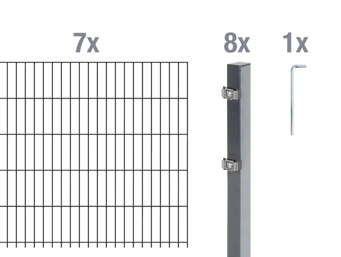 Alberts Doppelstabmatten-Grundset 14 m 200 x 120 cm 6/5/6 feuerverzinkt