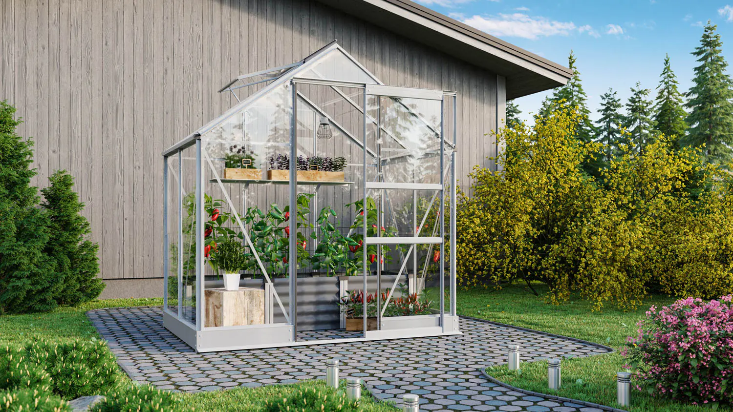 Vitavia Gewächshaus-Set Eris 2500 ESG 3 mm  194 x 138 cm
