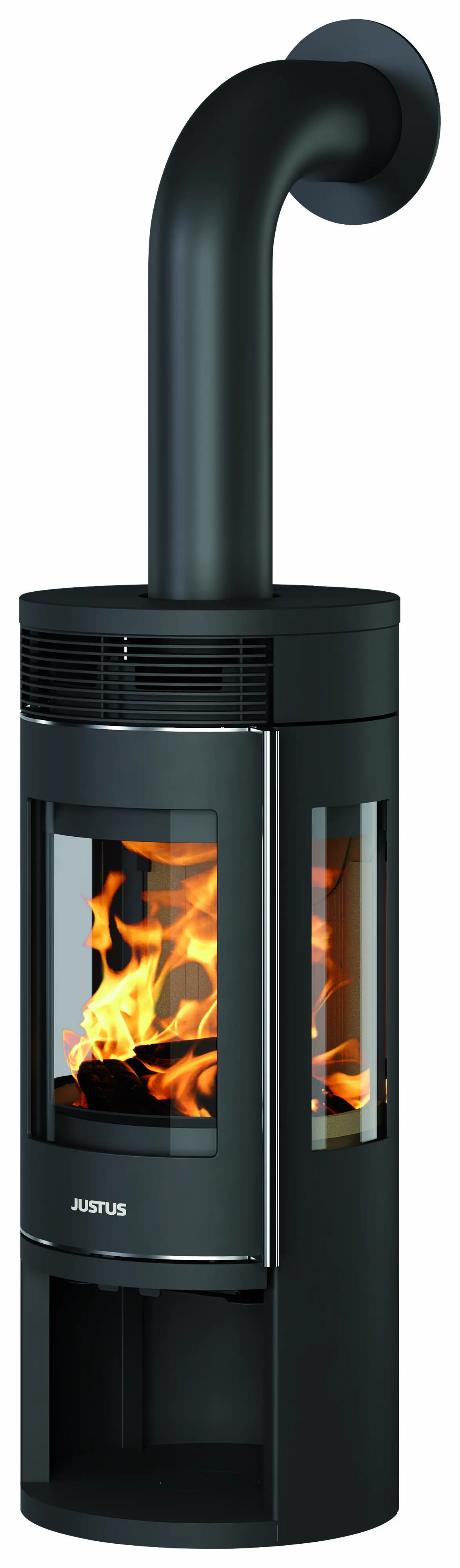 Justus Kaminofen Mino Trios 2.0 Stahl schwarz mit Abdeckplatte Guss schwarz 5,5 kW