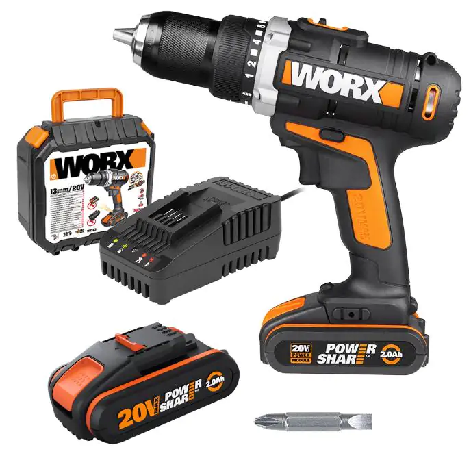 Worx Akku-Bohrschrauber WX183.1 20 V 2,0 Ah 2 Akkus 50 Nm