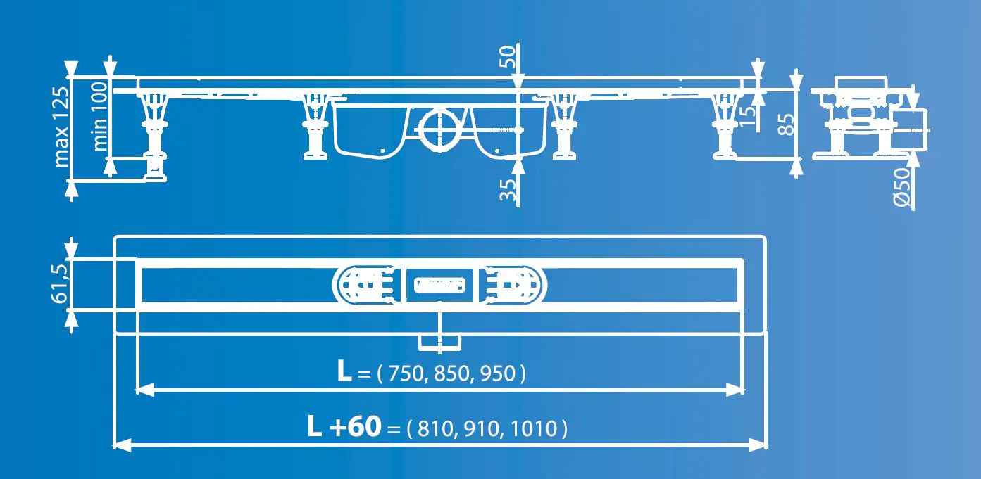 TrendLine Duschrinne 95 cm Kunststoff grau ohne Rost