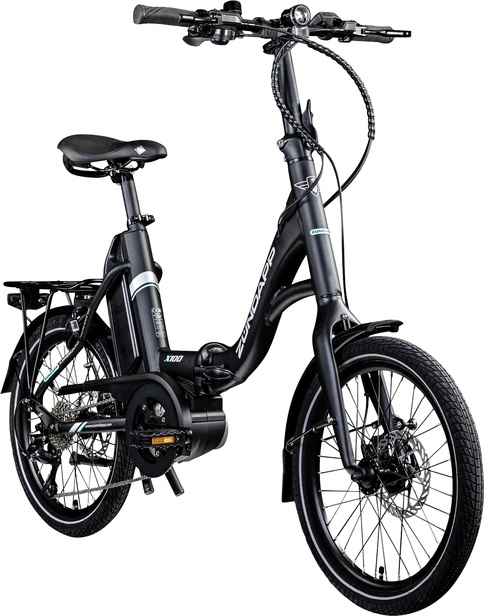 Zündapp E-Bike Faltrad X100 20 Zoll 9-Gang RH 45cm 400 Wh schwarz/türkis Zündapp E-Bike Faltrad X100 20 Zoll 9-Gang RH 45cm 400 Wh schwarz/türkis