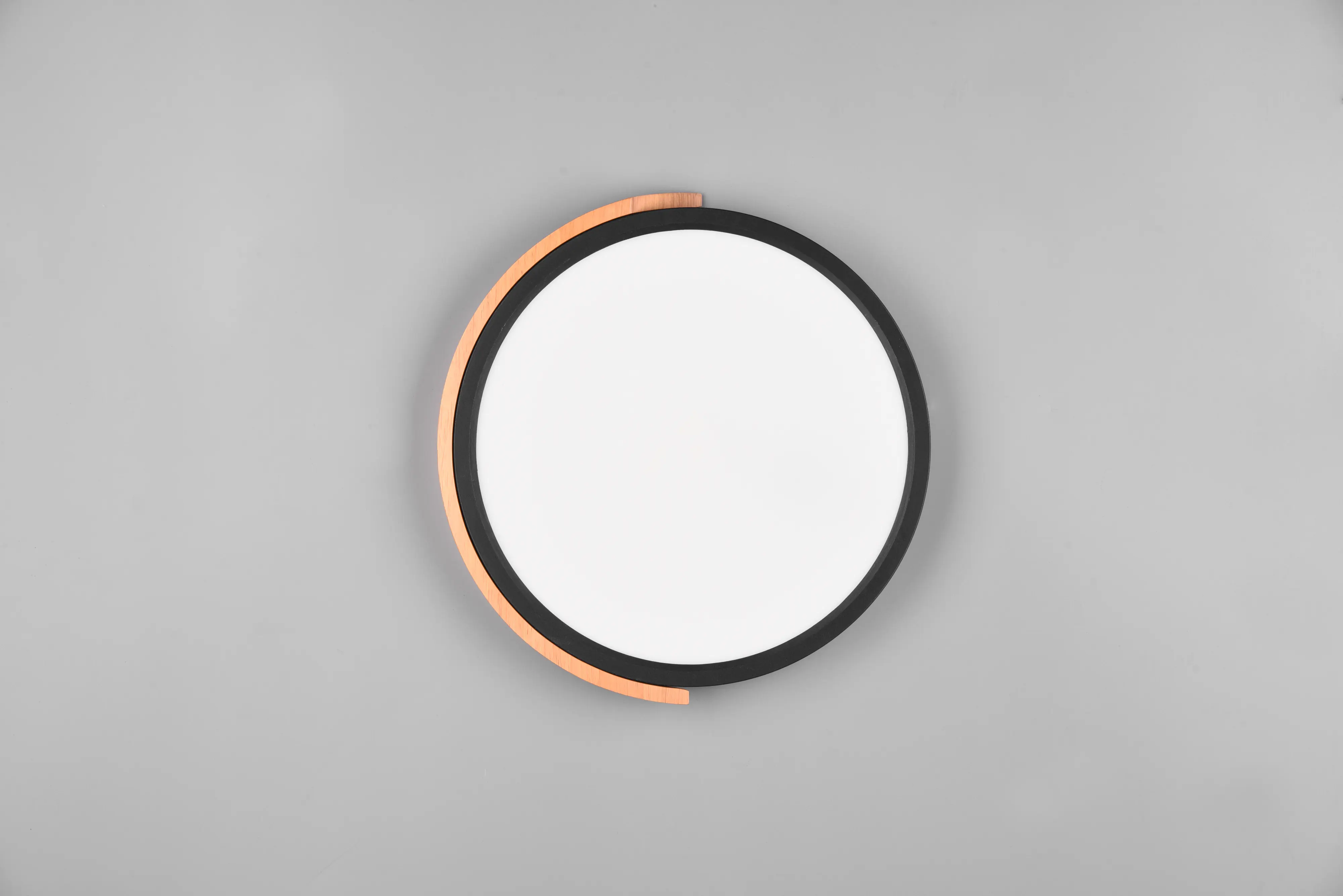 Trio LED-Deckenleuchte Jano Ø 31,5 cm warmweiß schwarz matt/naturholz dimmbar