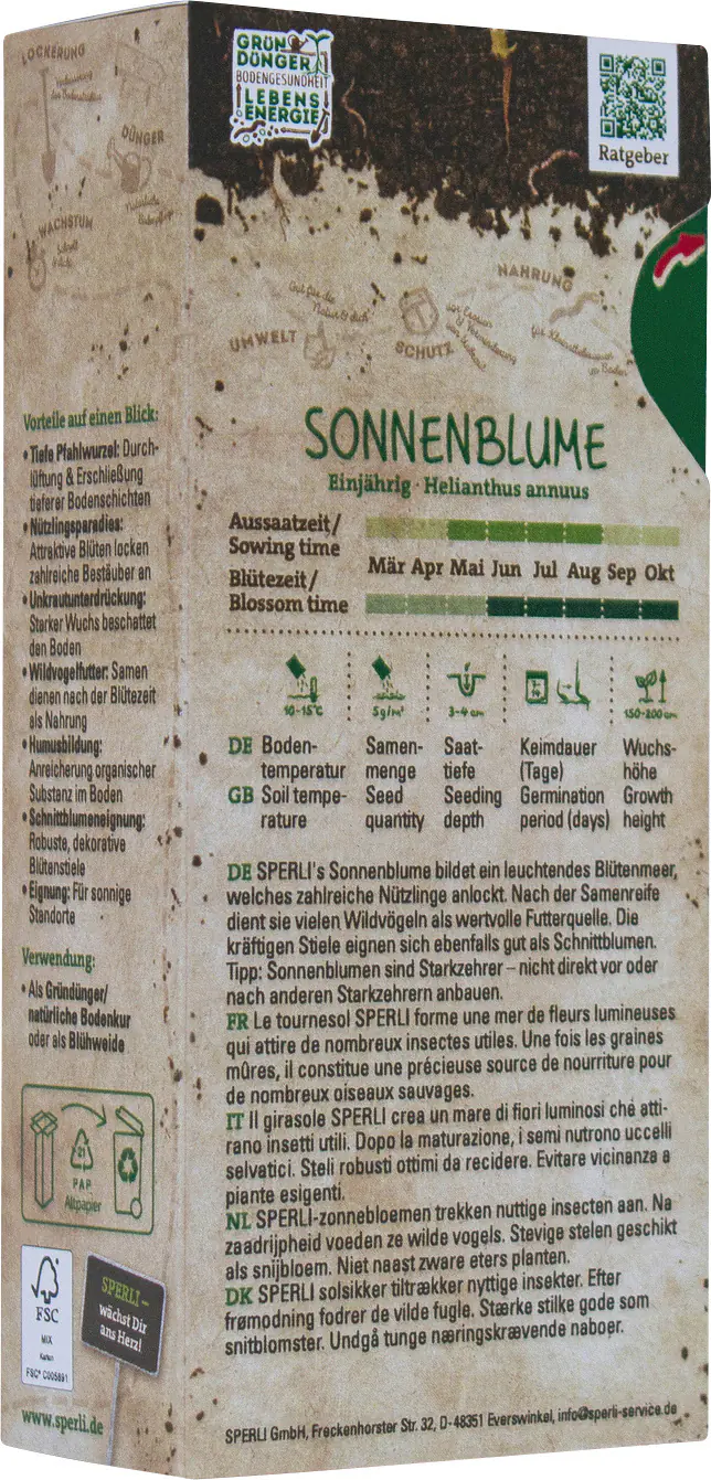 Sperli Saatgut Sonnenblume Bodenkur für ca. 25 m²