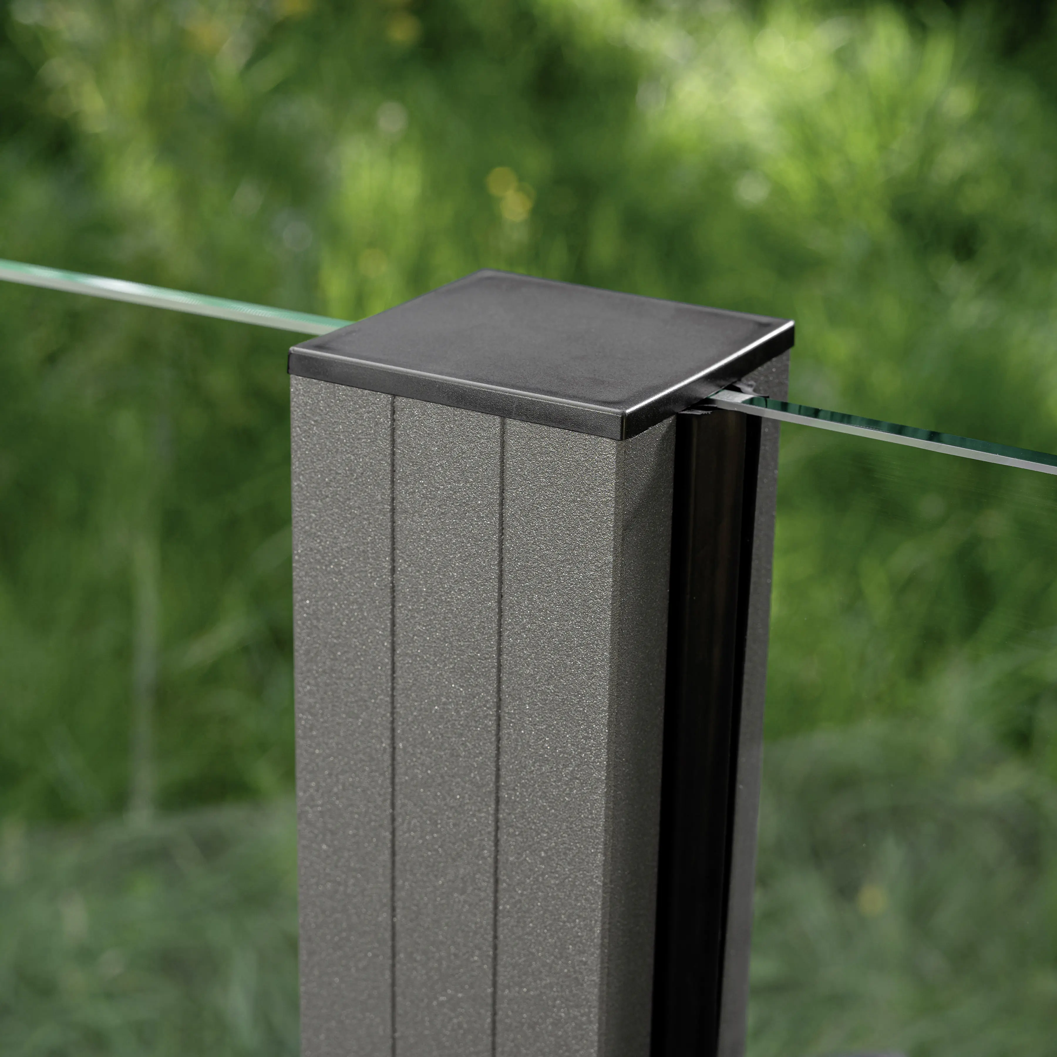 Ambiente Glaszaun Erweiterungsset Klarglas mit Siebdruck 187 x 124,2 cm grau