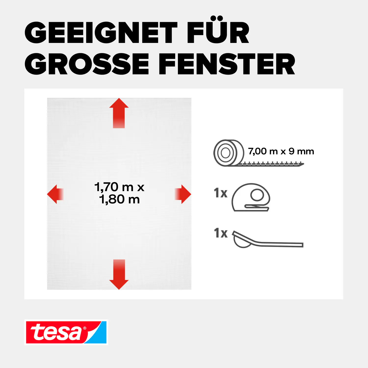 tesa Fliegenschutz-Fenster Comfort 170 x 180 cm weiß kürzbar