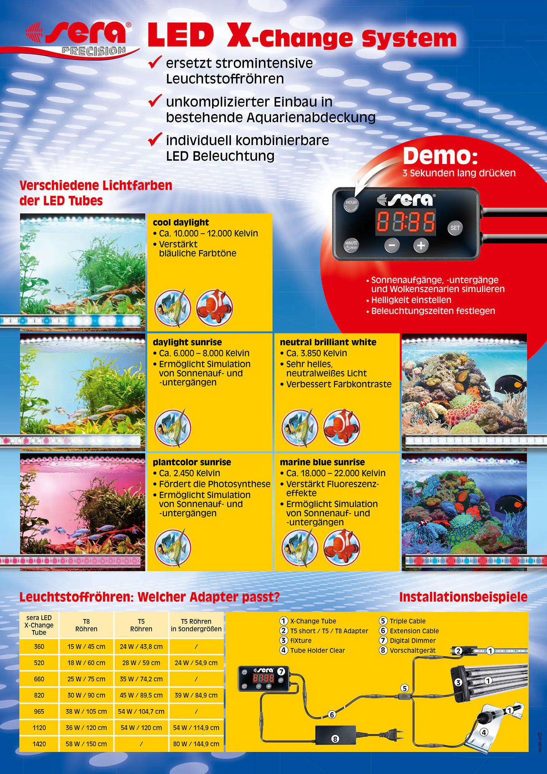 Sera Aquarium-Beleuchtung LED Adapter T8 - 2 Stück