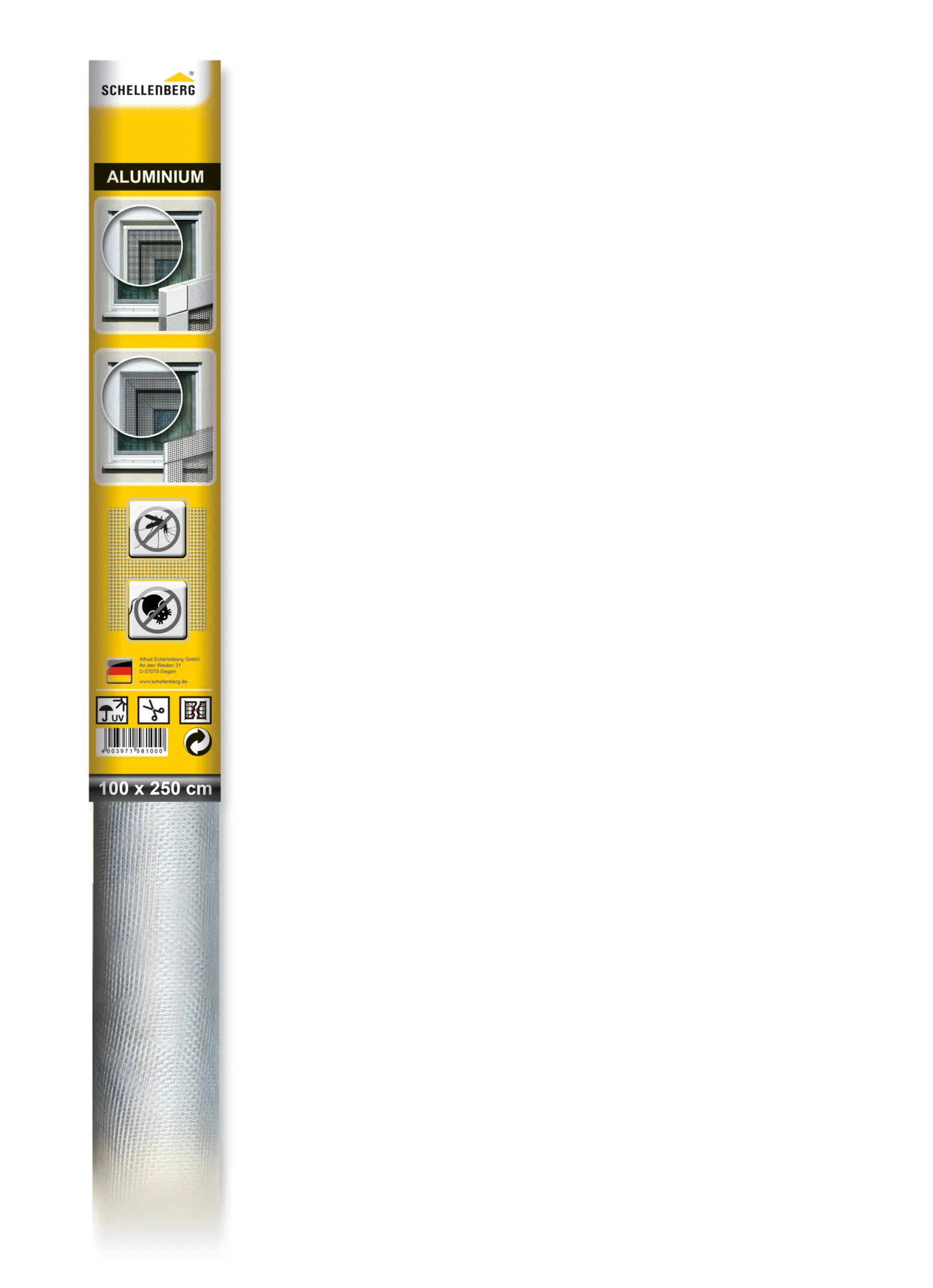 Schellenberg Fliegengitter Minirolle 100 x 250 cm weiß kürzbar