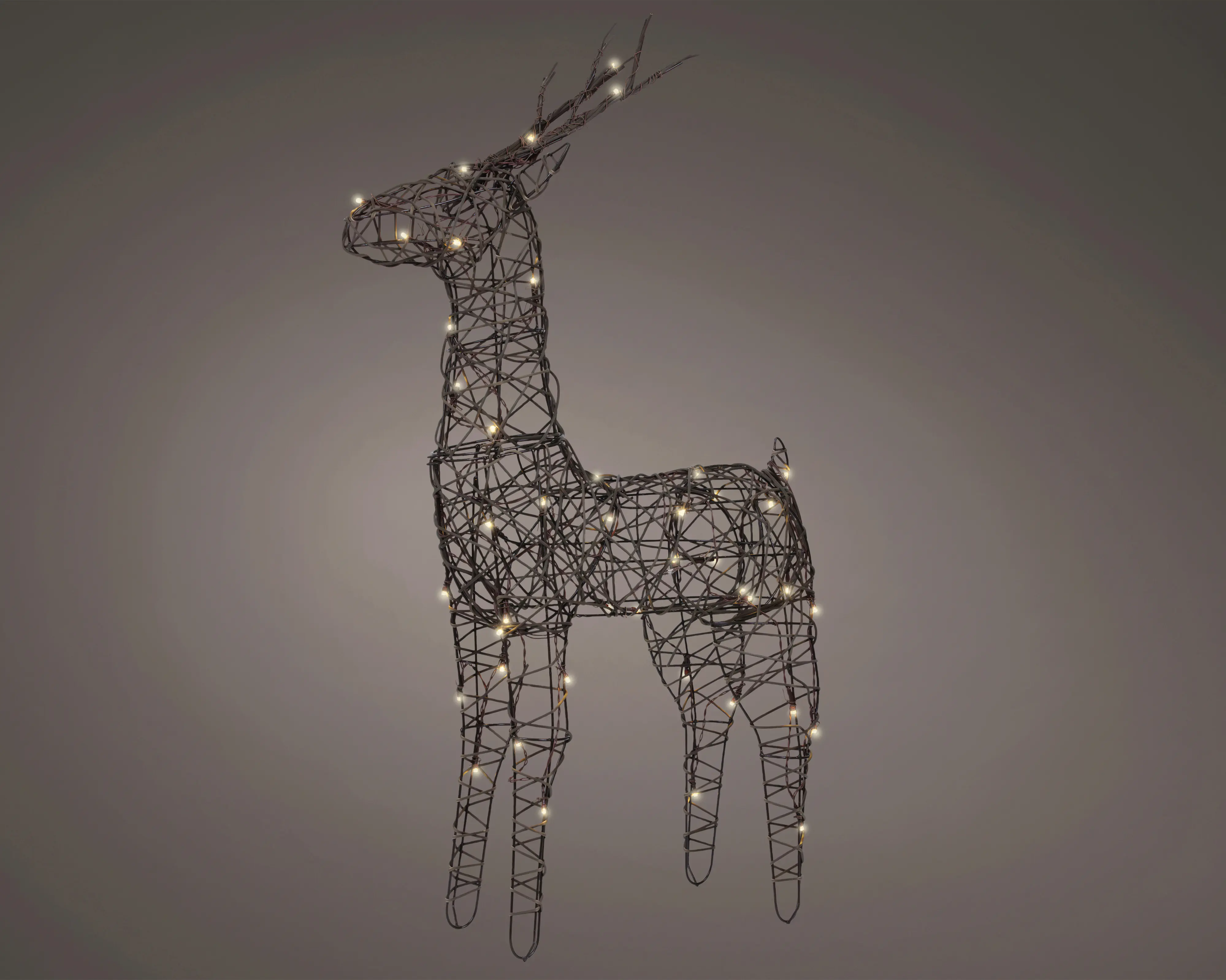 Lumineo LED Rentier batteriebetrieben mit Timer 85 x 50 cm warmweiß braun