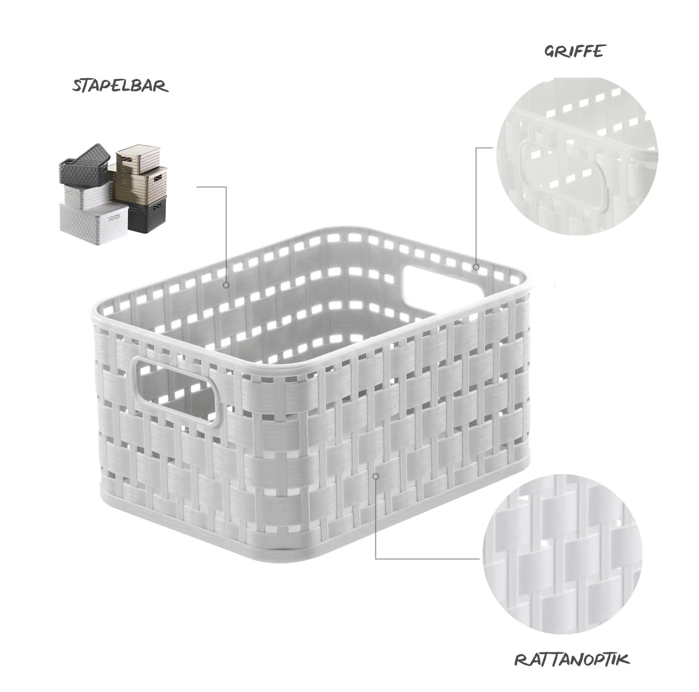 Rotho Korb Country A6, 2 L mistletoe weiß