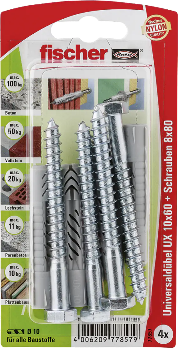 Fischer Universaldübel UX   Fischer Universaldübel-Set UX 10.0 x 60 mm - 4 Stück