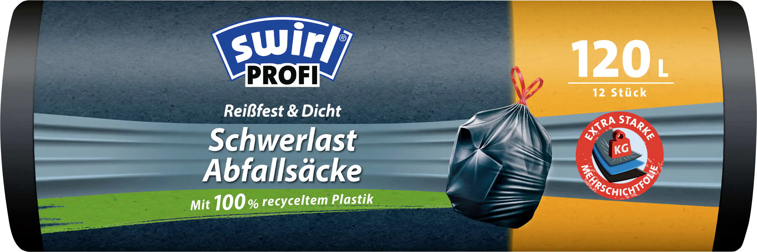 Swirl® Schwerlast-Säcke Profi mit Zugband 120 L Reißfest & Dicht