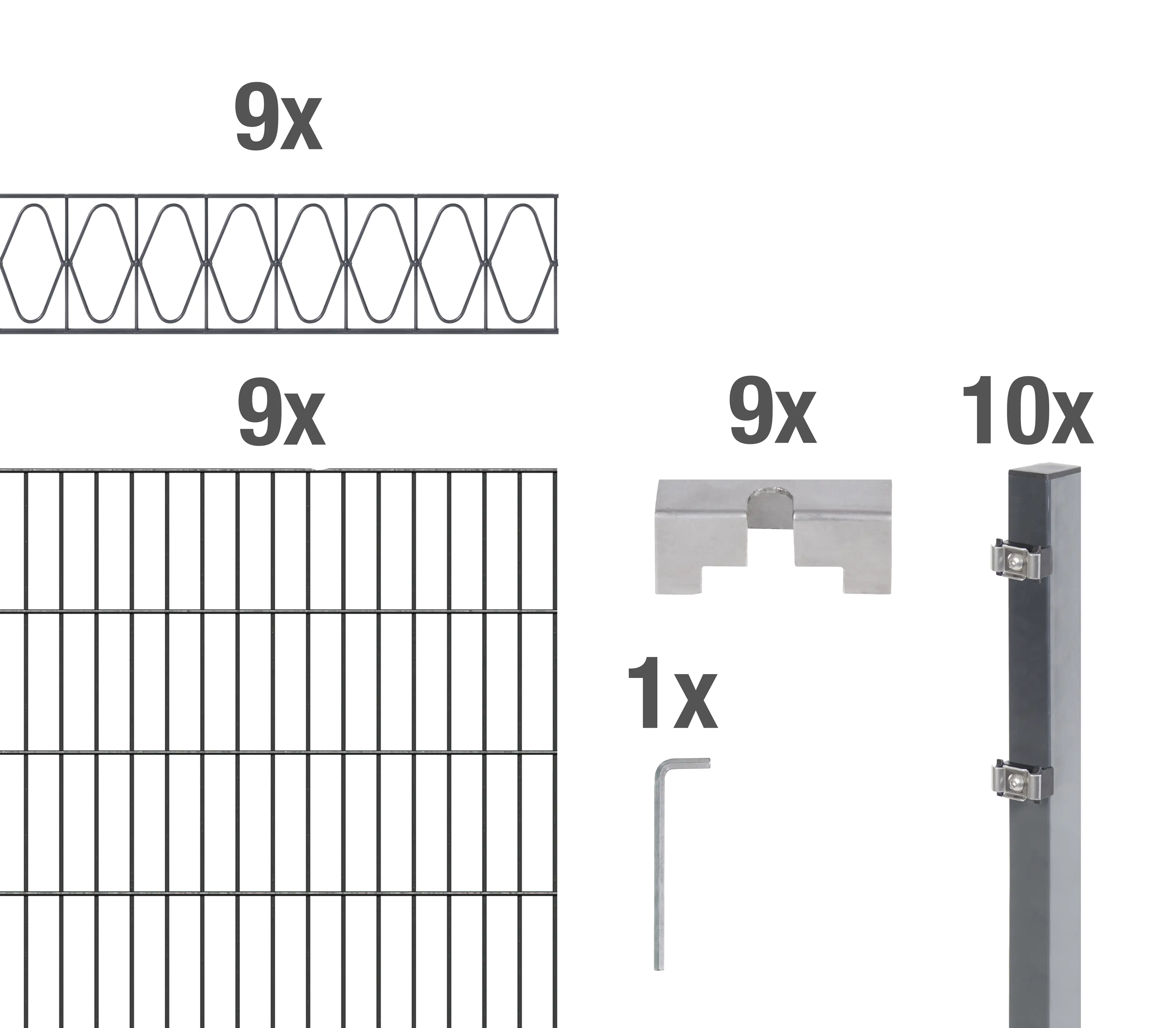 Alberts Doppelstabmatten-Grundset Eleganz 200 x 120 cm 18 m anthrazit