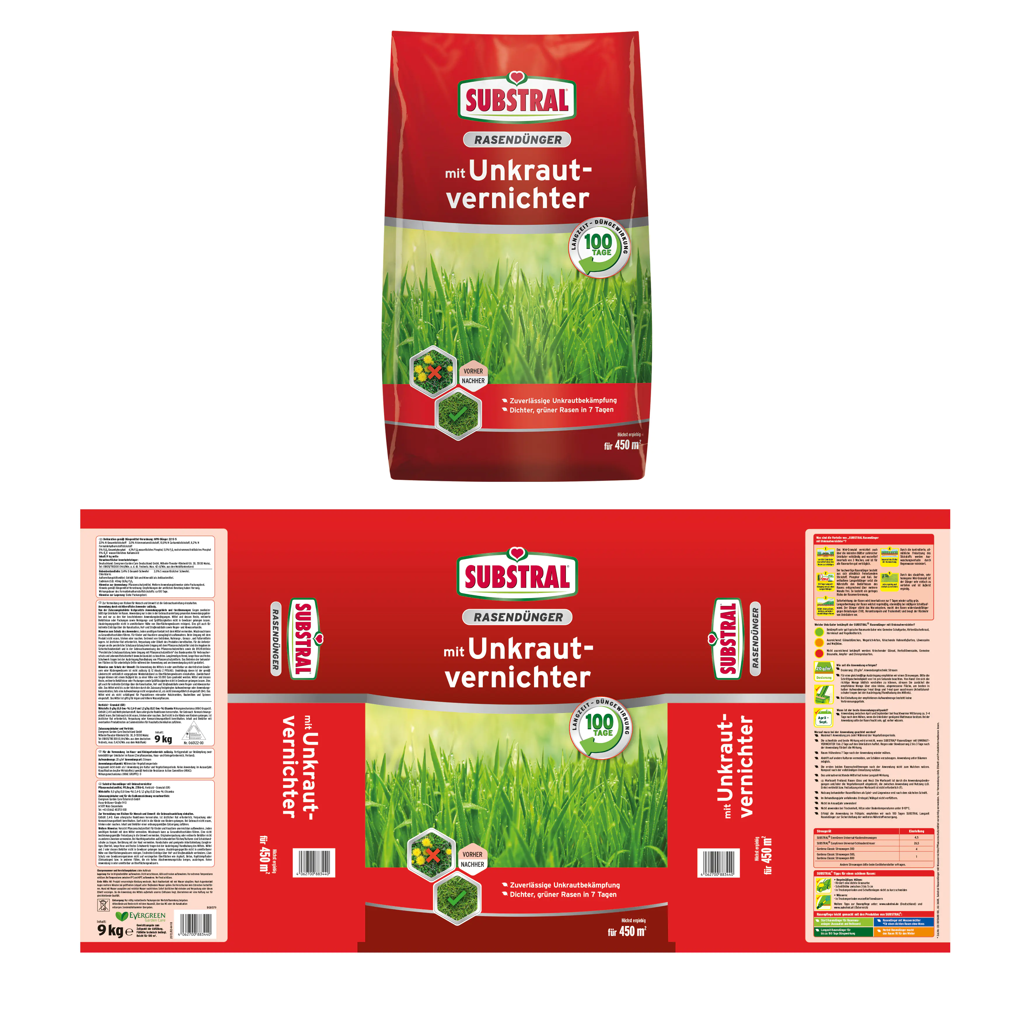 Substral Rasendünger mit Unkrautvernichter für 450 m² 9 kg