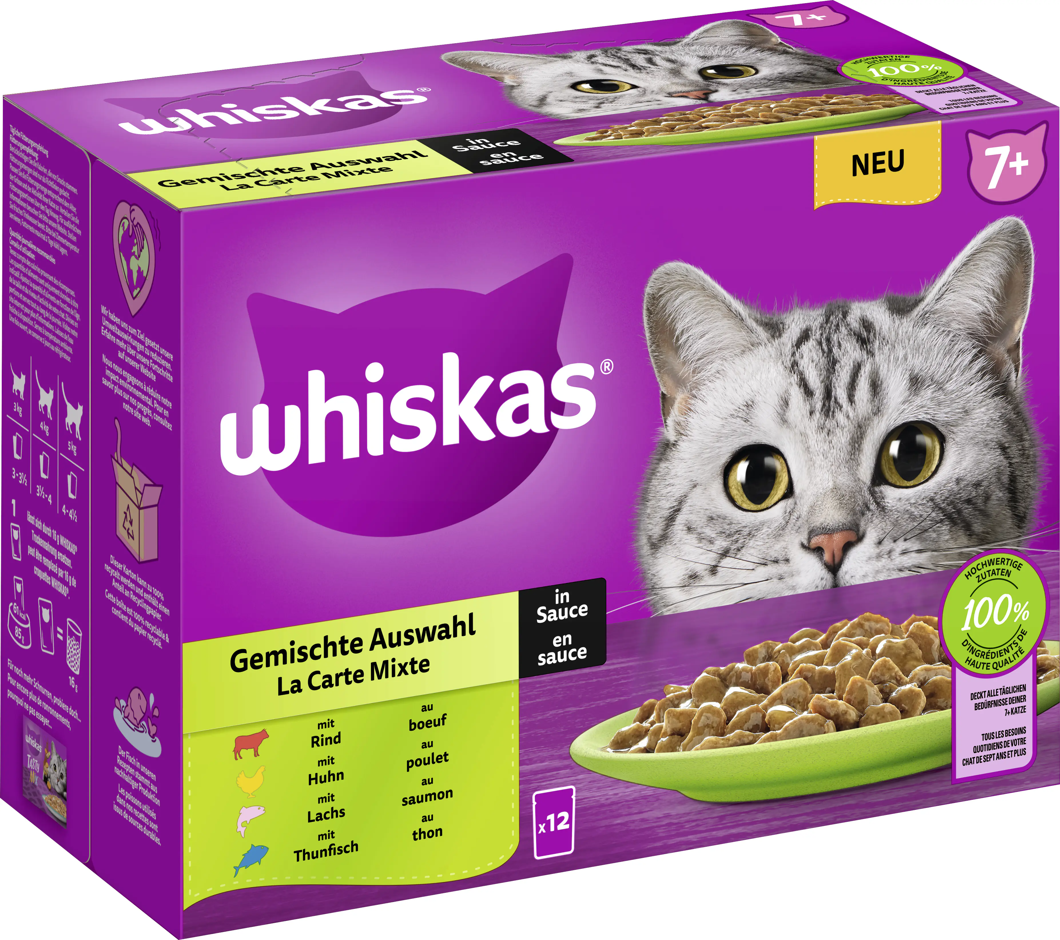 Whiskas Multipack Senior 7+ gemischte Auswahl in Sauce Katzenfutter 12 x 85 g