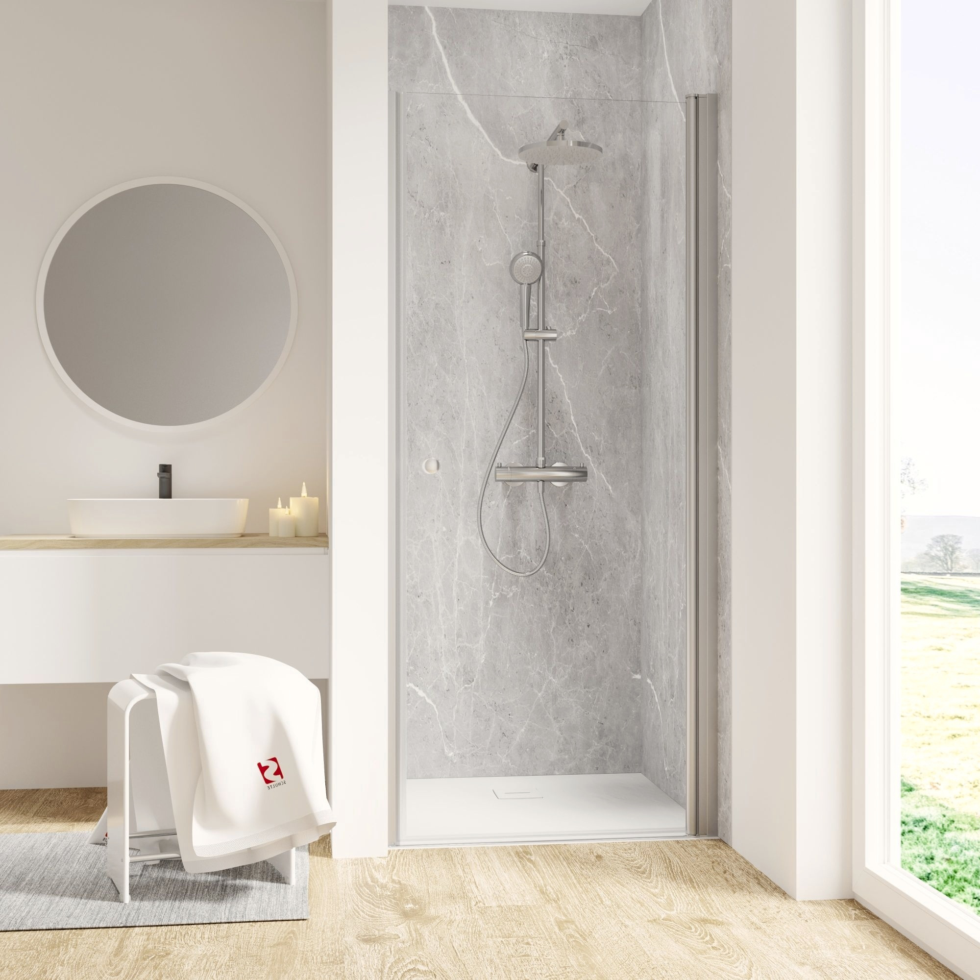 Schulte Duschdrehtür in Nische Garant 2.0 90 x 200 cm Alu-Natur Anschlag rechts