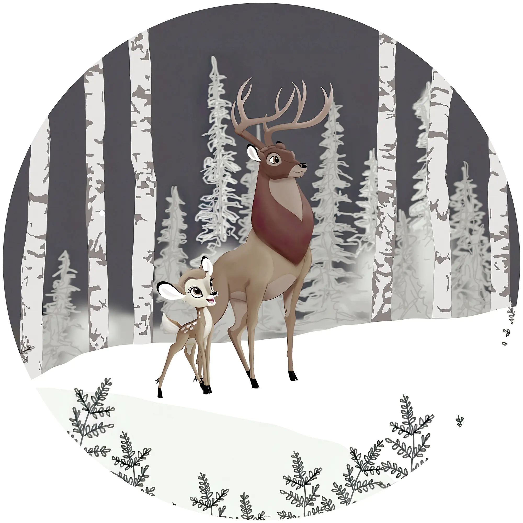 Komar Vlies Fototapete Dot Bambi Great Prince Ø 128 cm, selbstklebend Komar Vlies Fototapete Dot Bambi Great Prince Ø 128 cm, selbstklebend