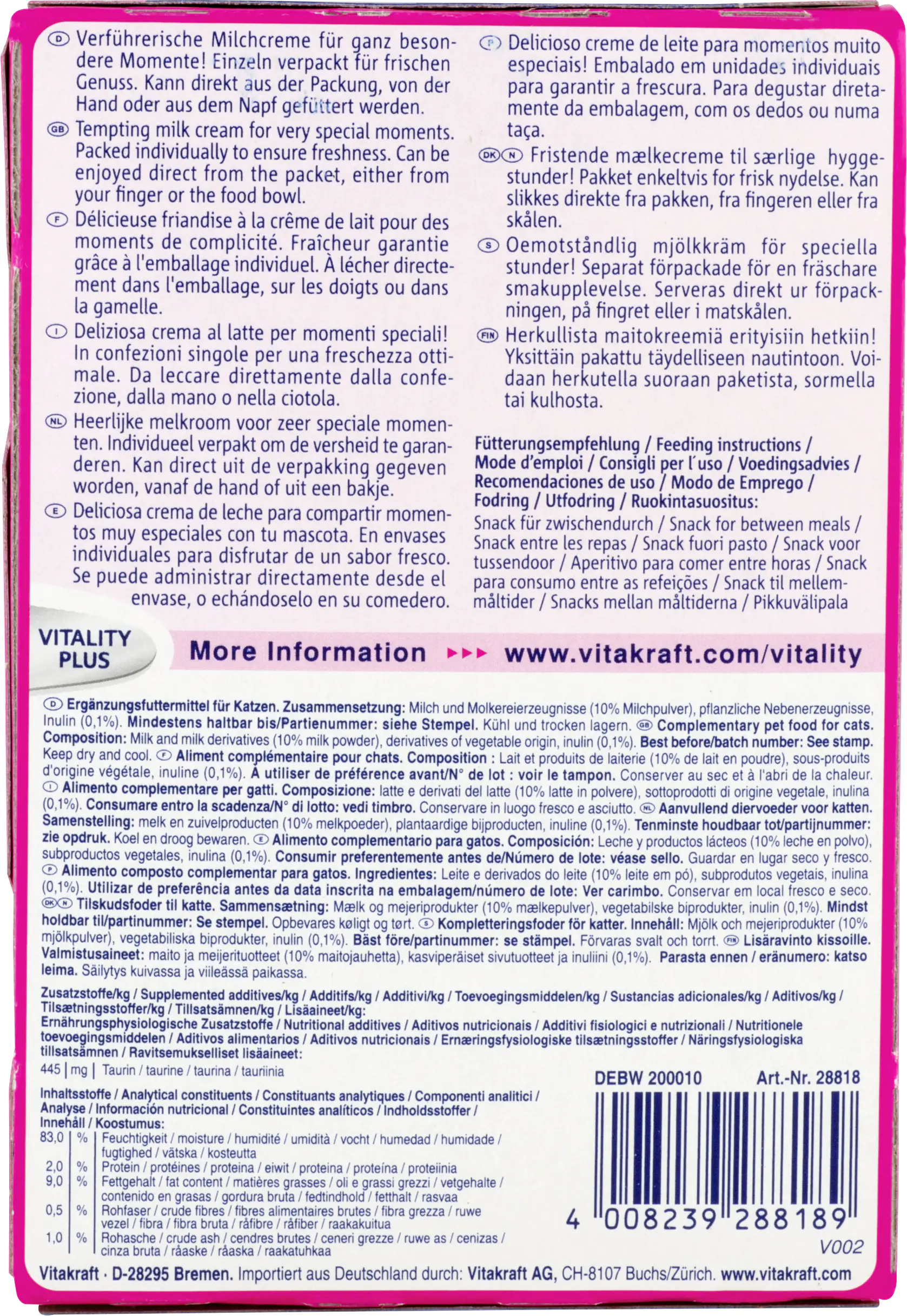 Vitakraft Milky Melody Pur 7 Stück / 70 g Vitakraft Milky Melody Pur 7 Stück / 70 g