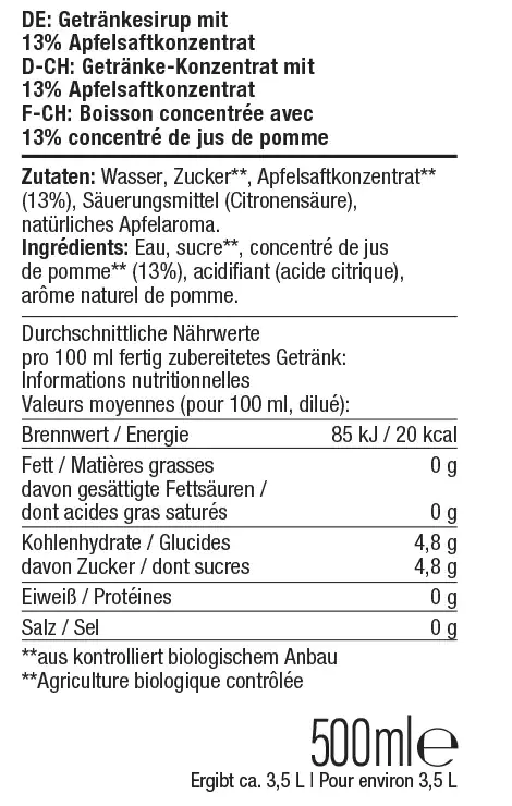 Sodastream Bio Sirup Apfel 500 ml Sodastream Bio Sirup Apfel 500 ml