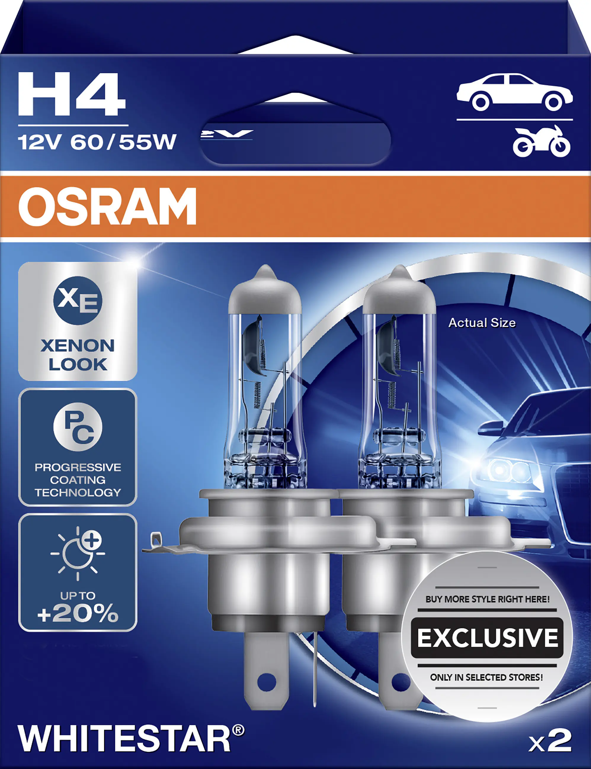 Osram Scheinwerferlampe H4 Whitestar 2.0 2 Stück