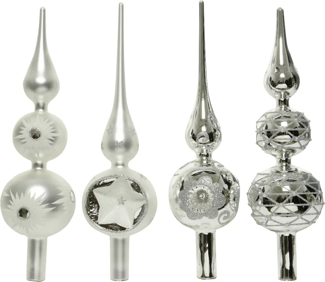 Kaemingk Weihnachtsbaumspitze Glas silber 31 cm