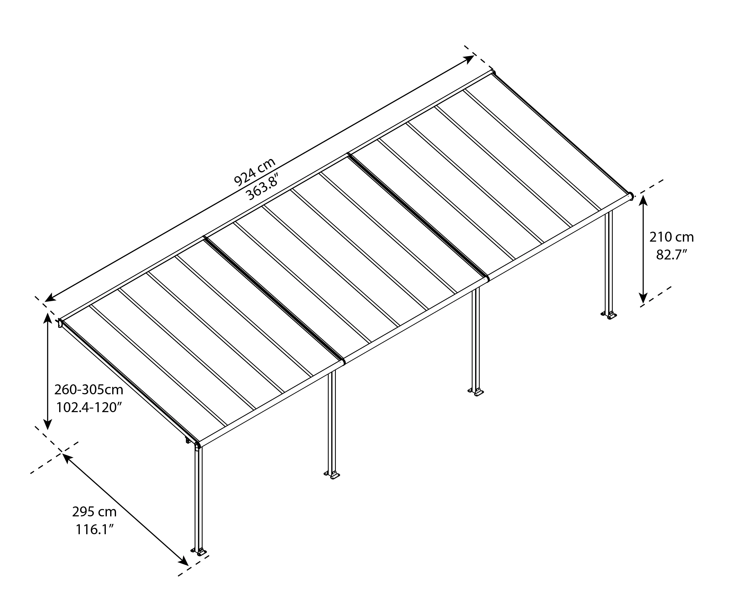 7290108134360_5 Canopia Terrassenüberdachung Olympia 3x9.2 weiß