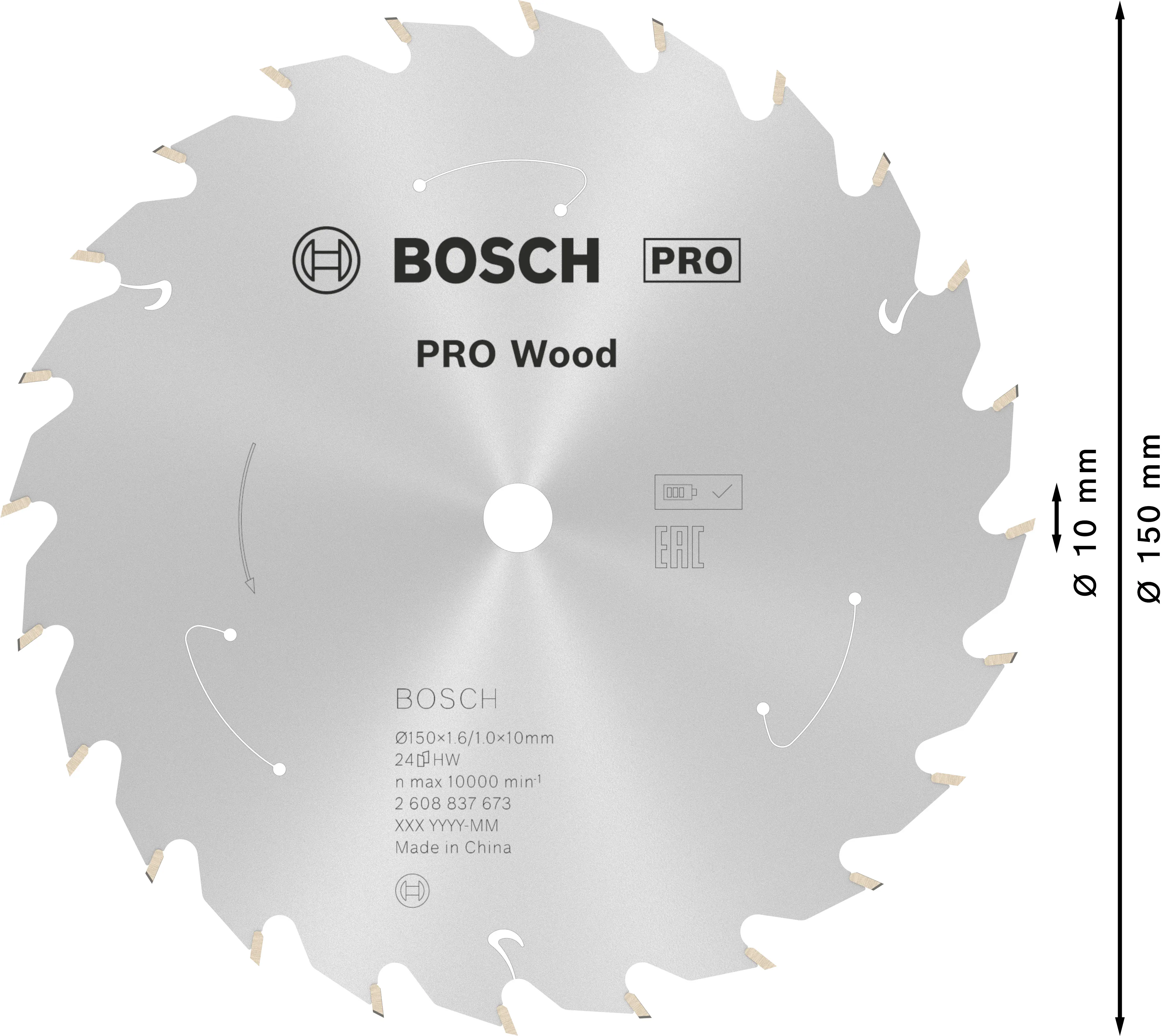 Bosch PRO Wood cordless Kreissägeblatt 150 x 1,6 x 10 mm T24 Bosch PRO Wood cordless Kreissägeblatt 150 x 1,6 x 10 mm T24