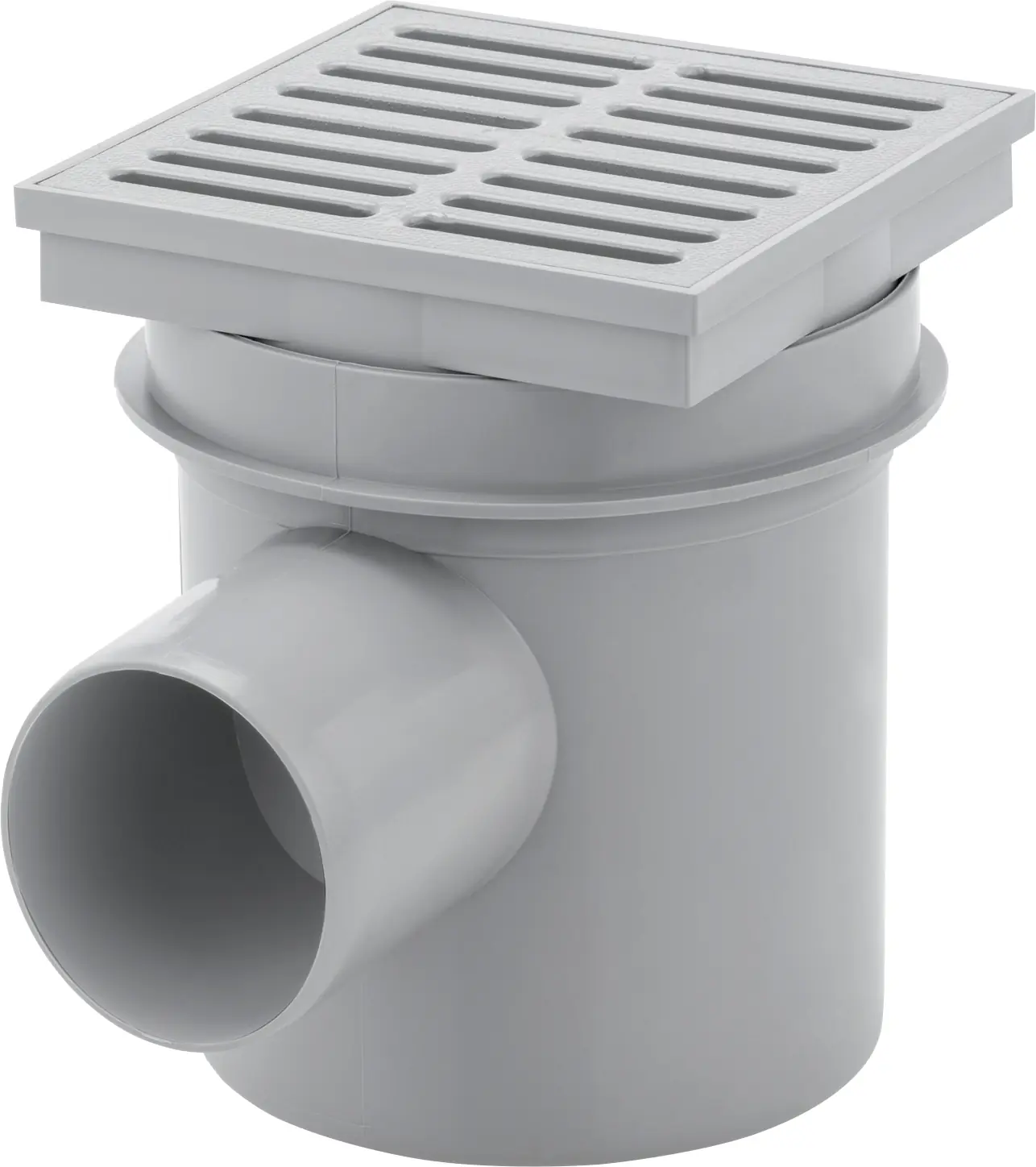 ACO Haus- und Hofablauf  150 x 150 mm, grau, DN75, Ablauf waagerecht