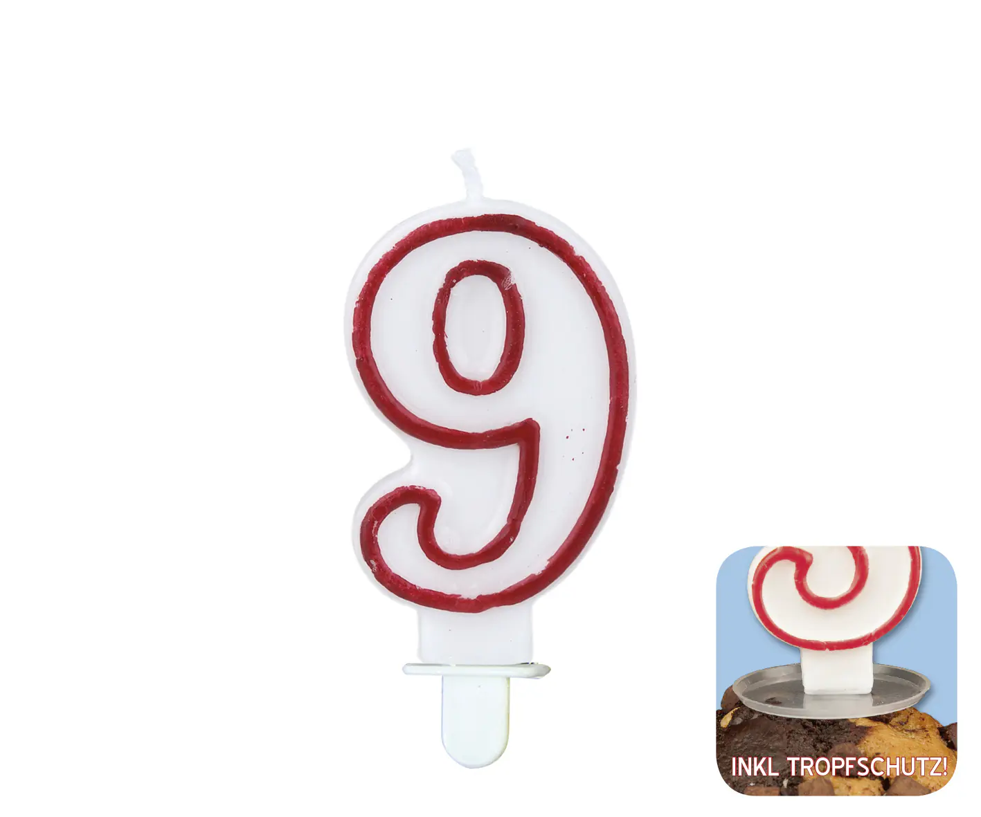 TIB Heyne Zahlengeburtstagskerze Zahl 9 1 Stück