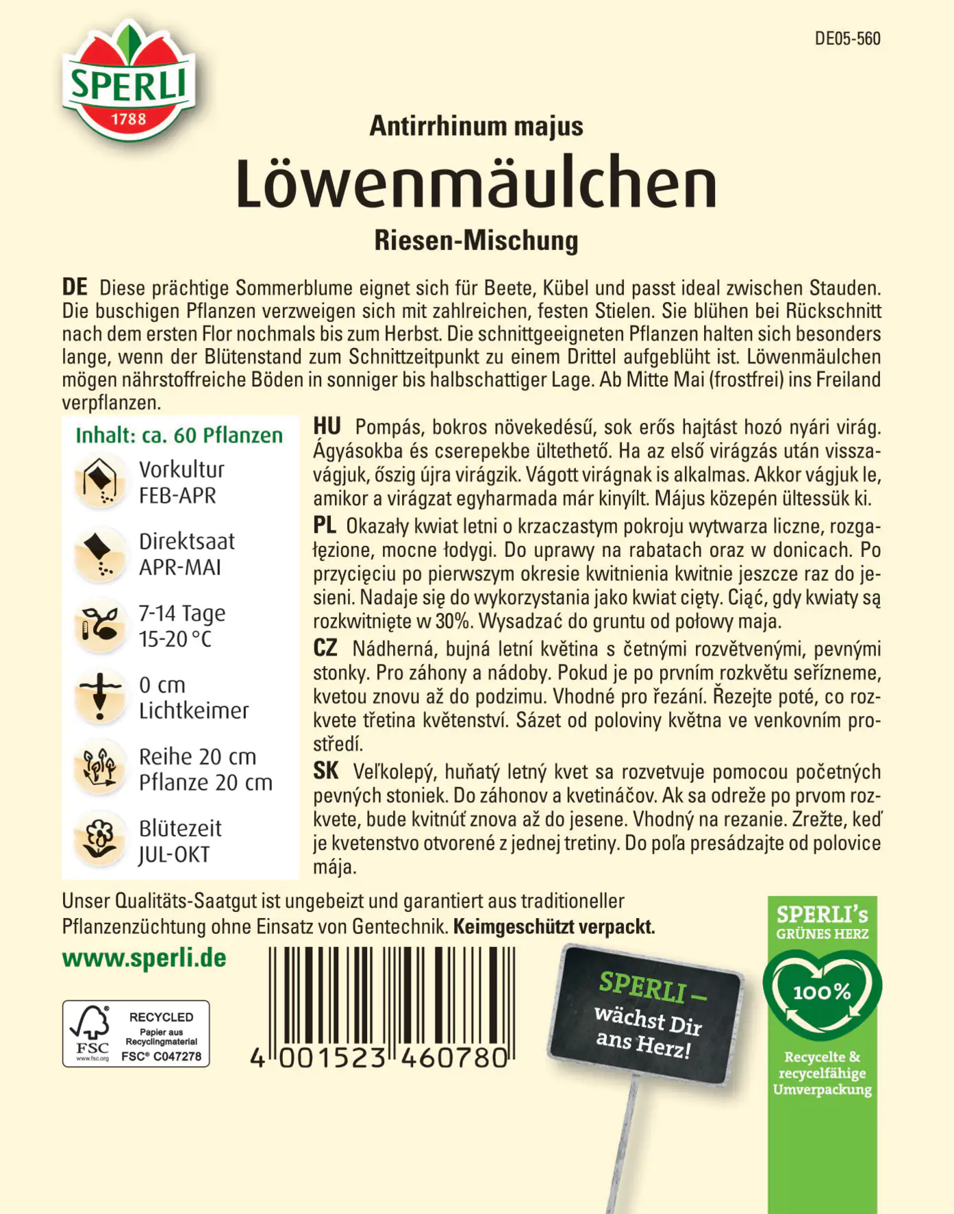 Sperli Löwenmäulchen Riesen Mischung