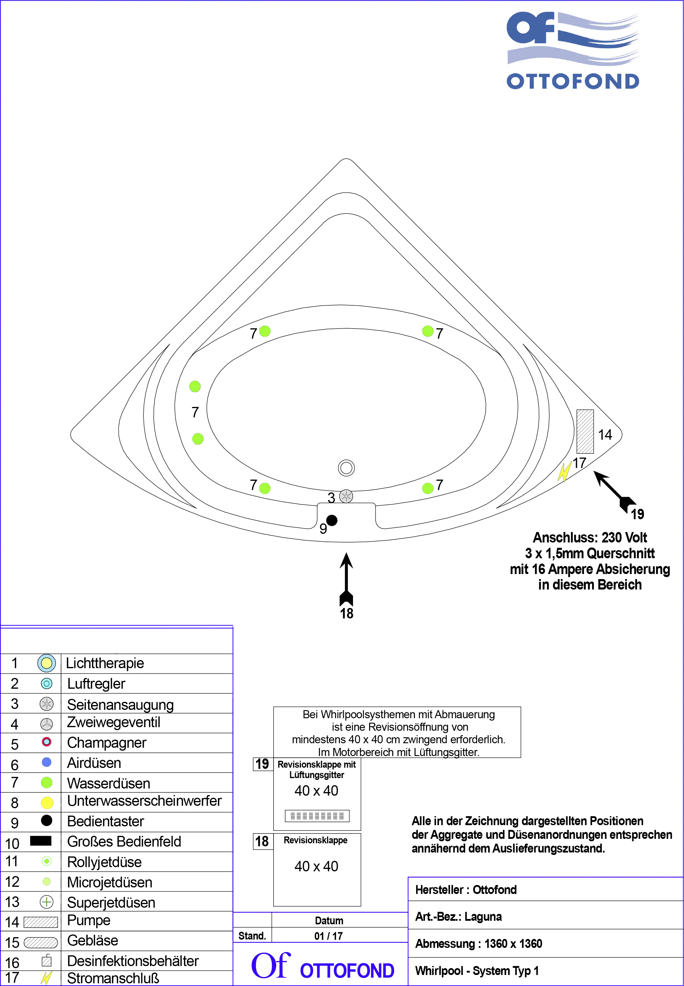 Ottofond Whirlpool-System Laguna 136 cm, Typ 1 Ottofond Whirlpool-System Laguna 136 cm, Typ 1