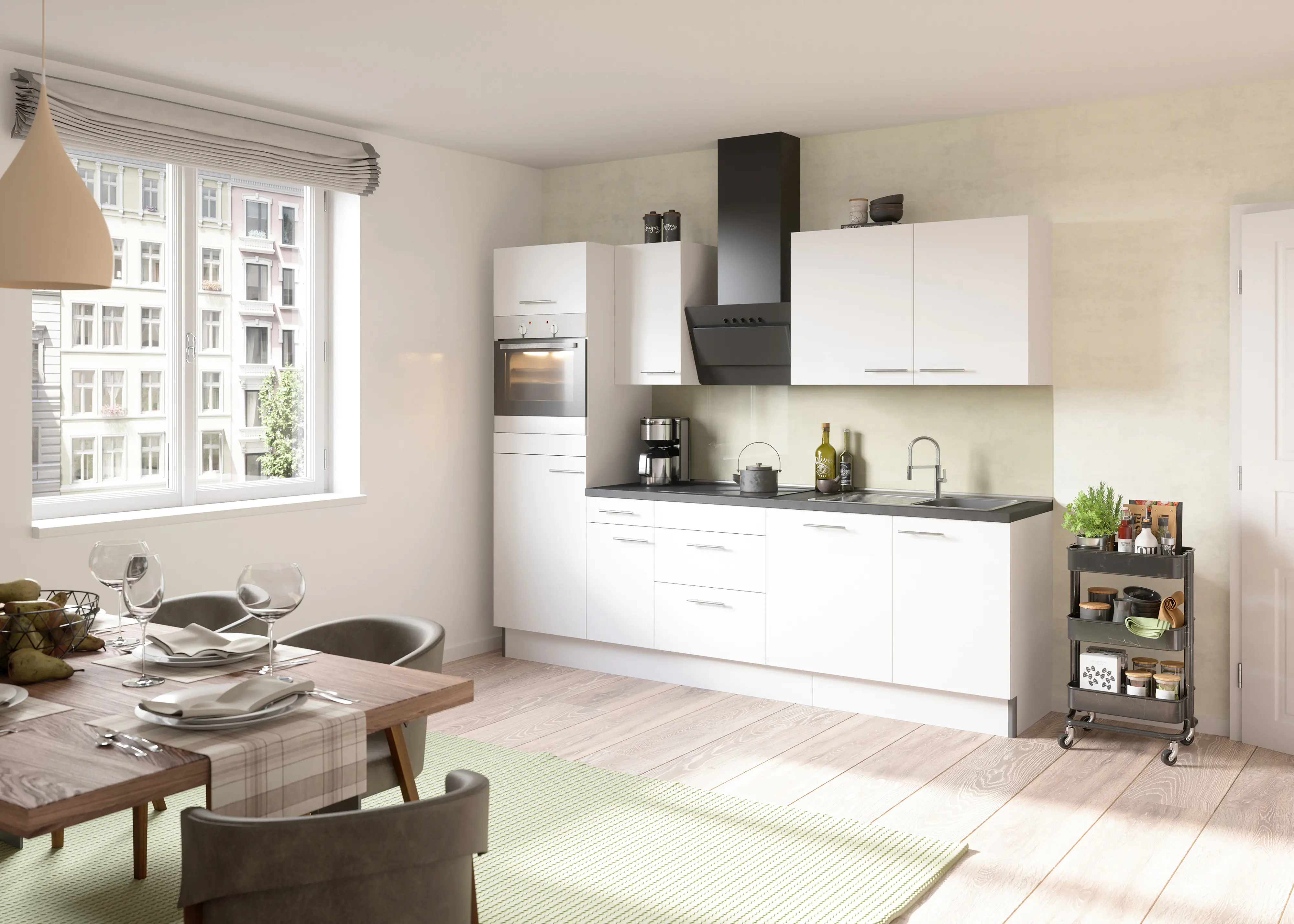 Optifit Küchenzeile Bengt mit E-Geräte weiß 270 cm