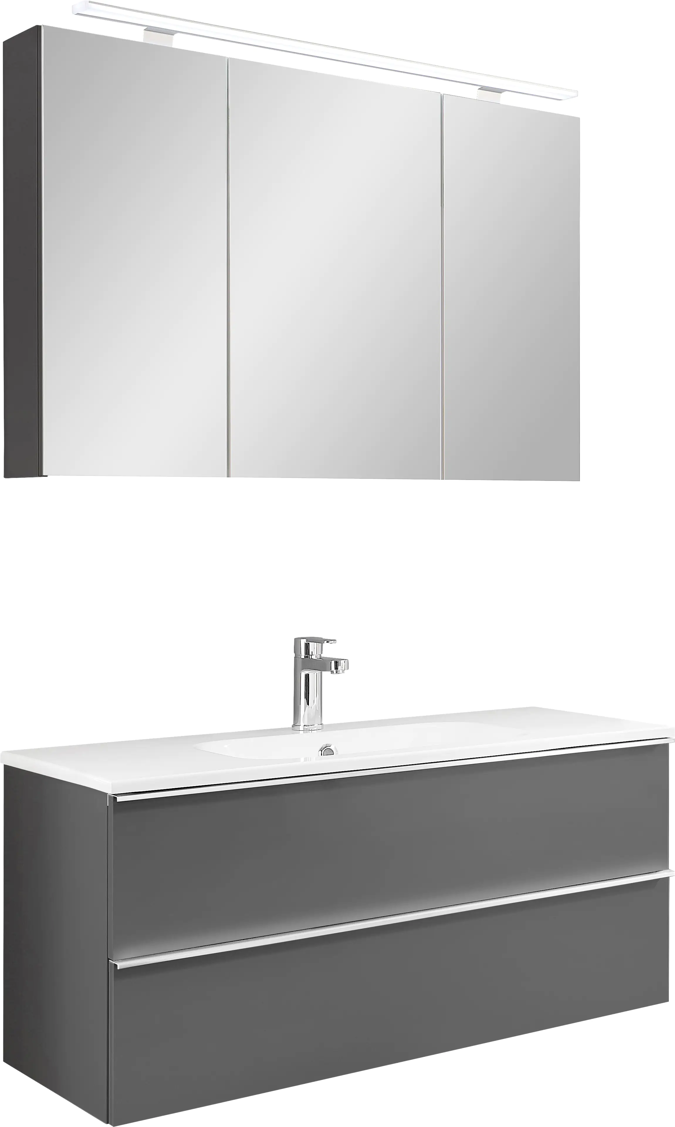 4017026181596 Primaster Bad-Set Düsseldorf grau 101 cm LED-Leuchten, Mineralgusswaschtisch