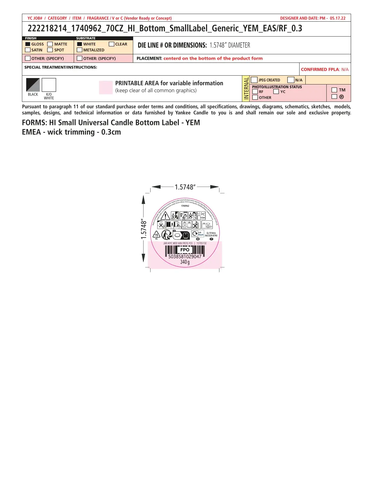 Yankee Candle Duftkerze Mittleres Glas Vanilla Frosting 340 g, creme