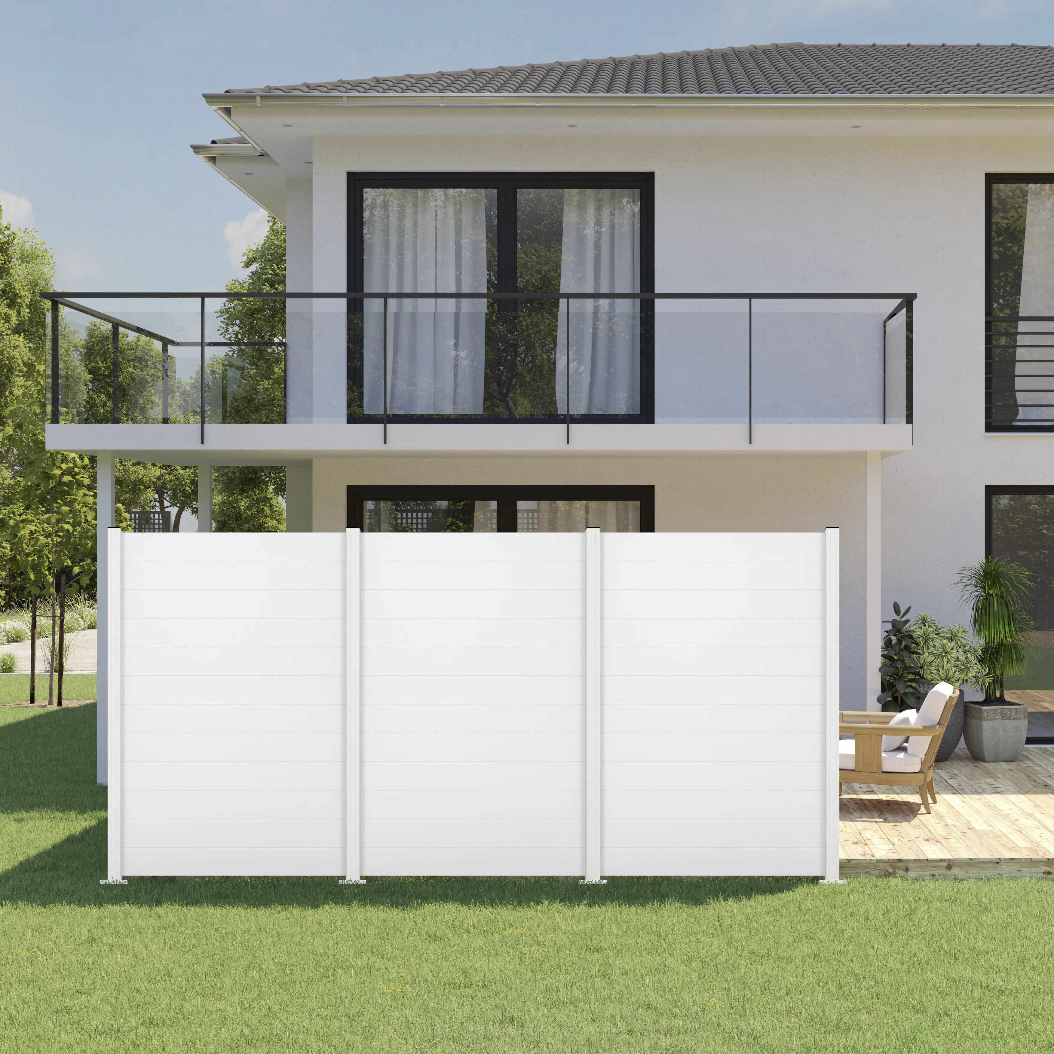 Ambiente Alu-Zaun Grundset Paneel 150 weiß 187 x 124,2 cm 