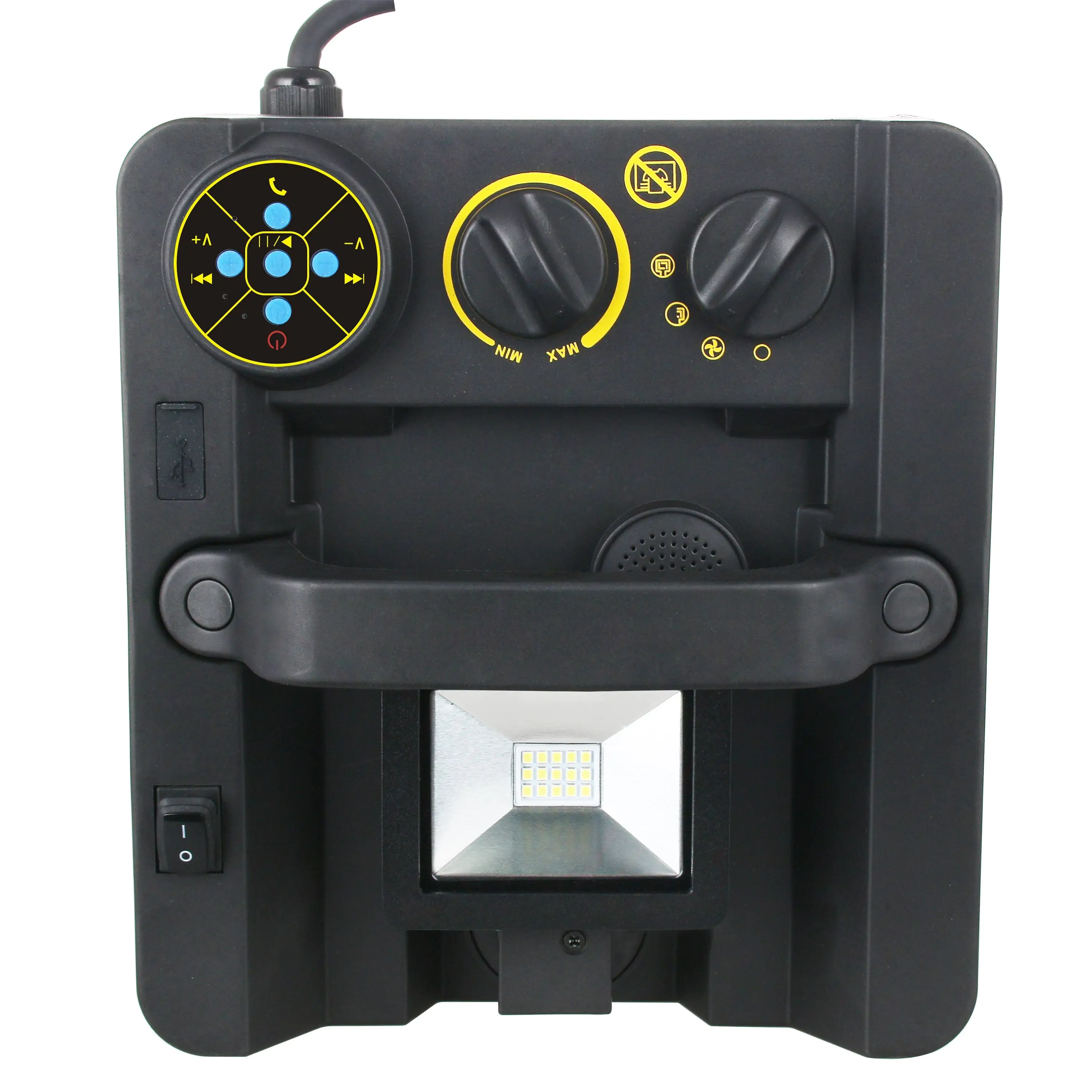 Powerheizlüfter mit LED-Strahler Bluetooth-Lautsprecher 3300 Watt