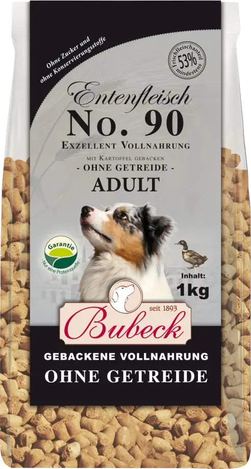 Bubeck Adult No. 90 gebackenes Hundefutter mit Ente 1 kg