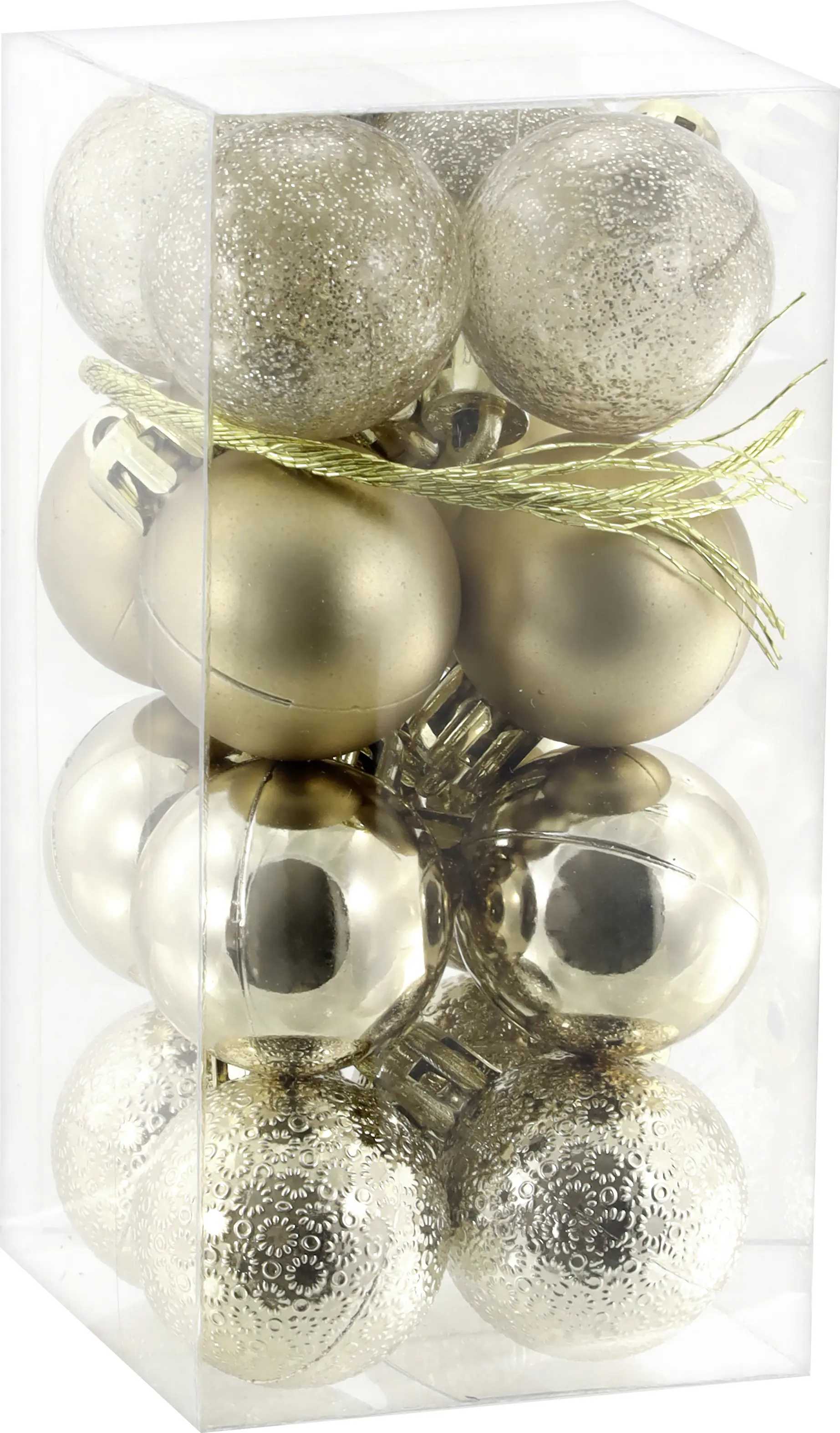 Weihnachtskugel aus Kunststoff Ø 3 cm beige - 16 Stück/verschiedene Ausführungen